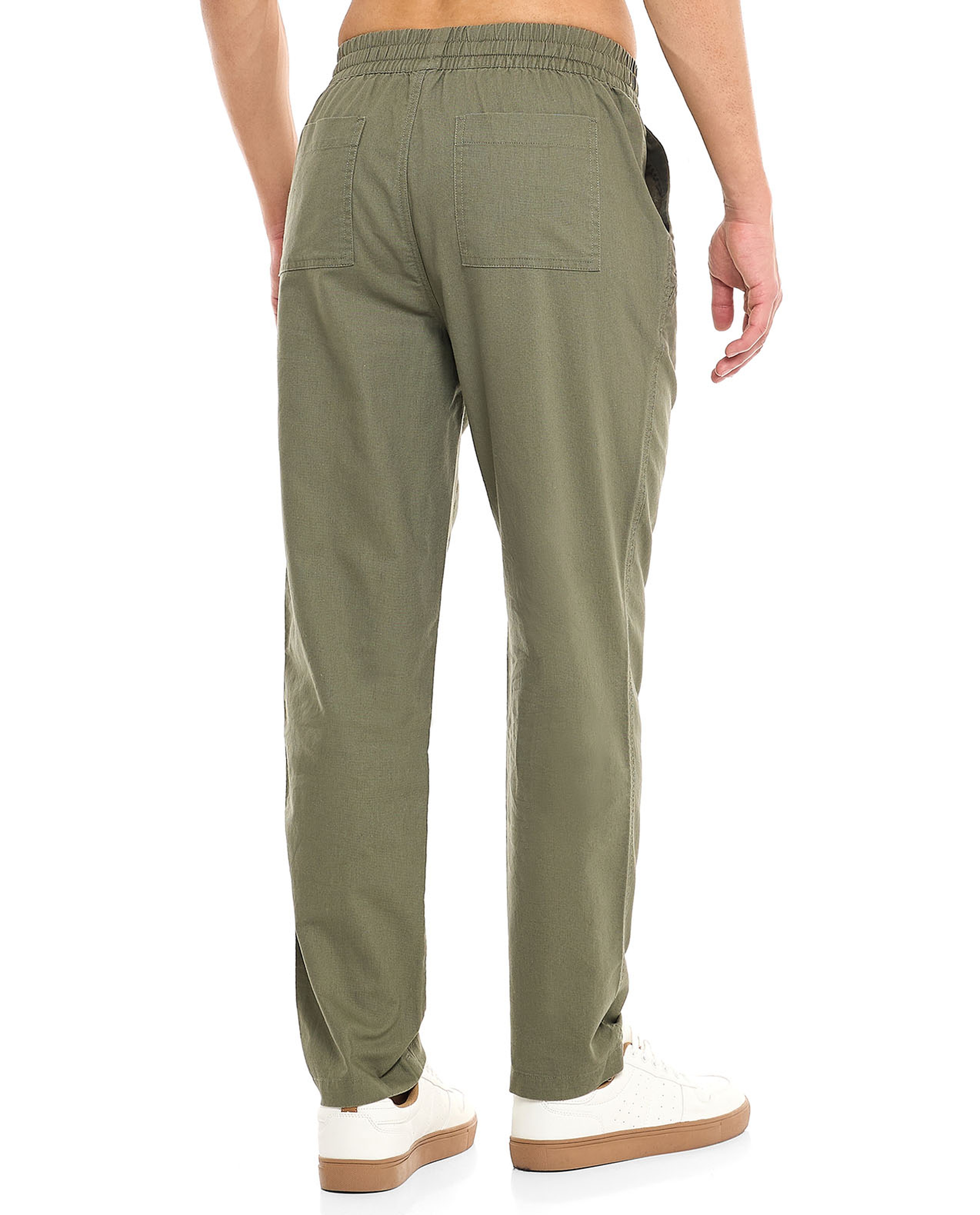 Solid Tapered Pants With Drawstring Waist