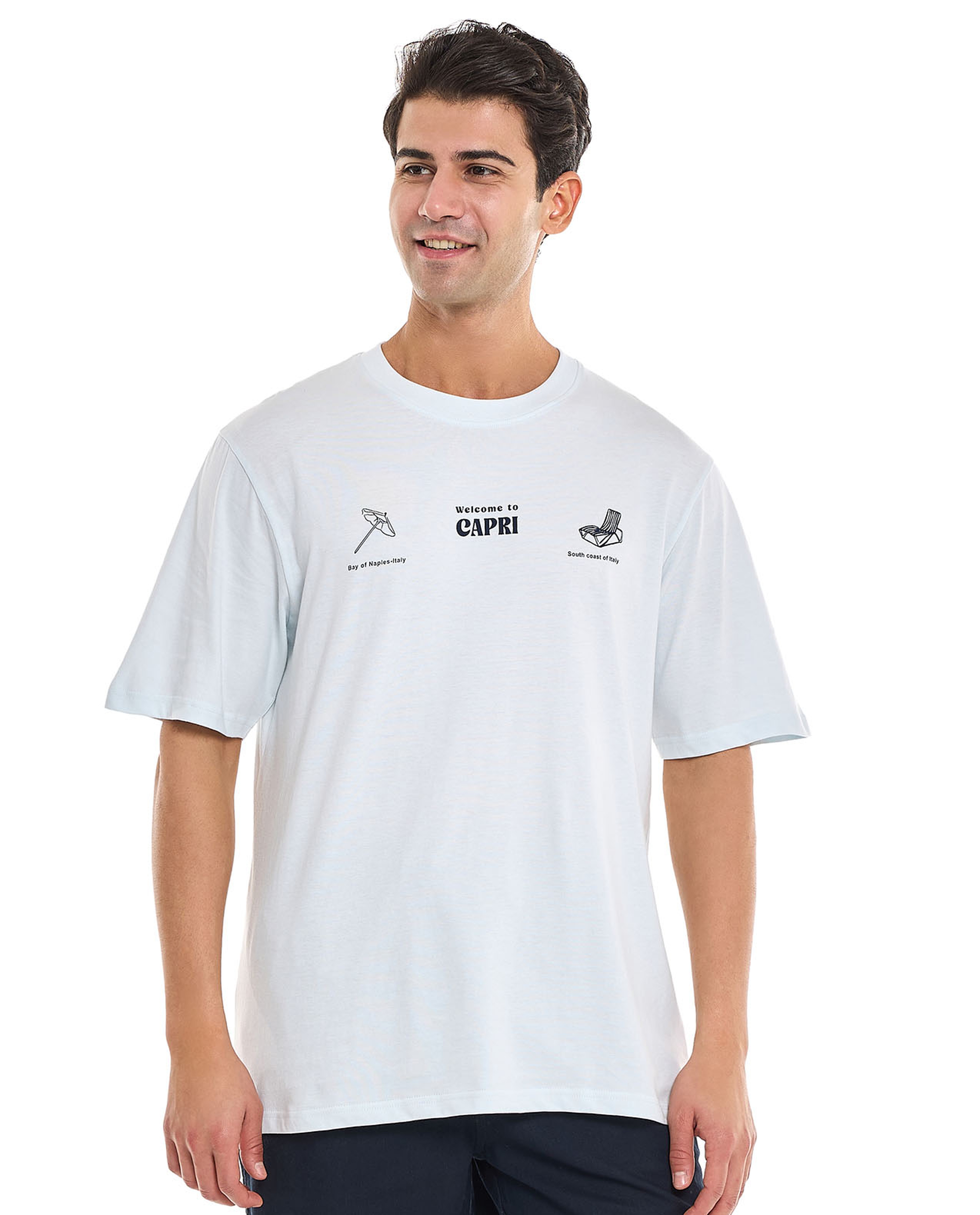 Typography Print T-Shirt With Crew Neck and Short Sleeves