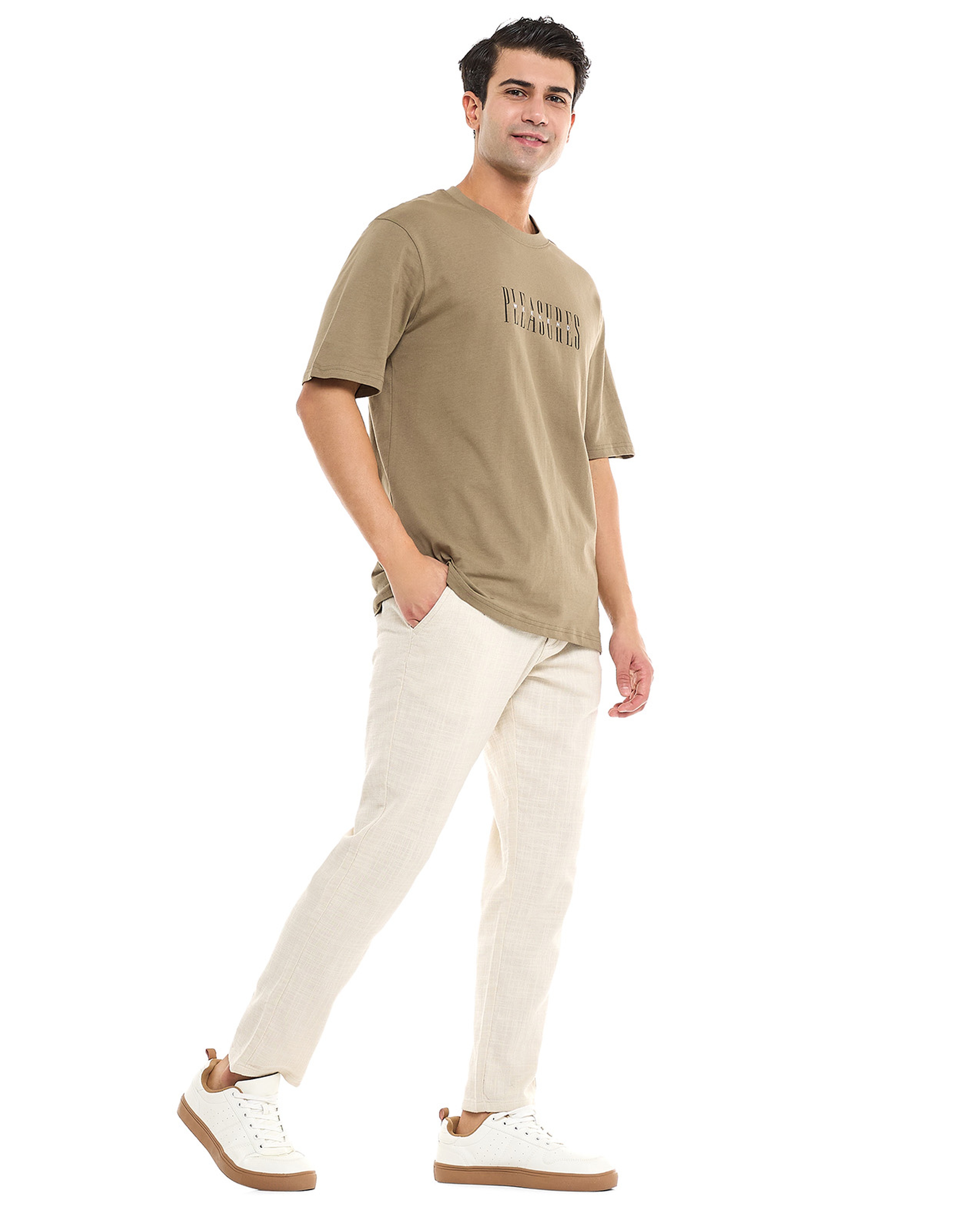 Typography Print T-Shirt With Crew Neck and Short Sleeves