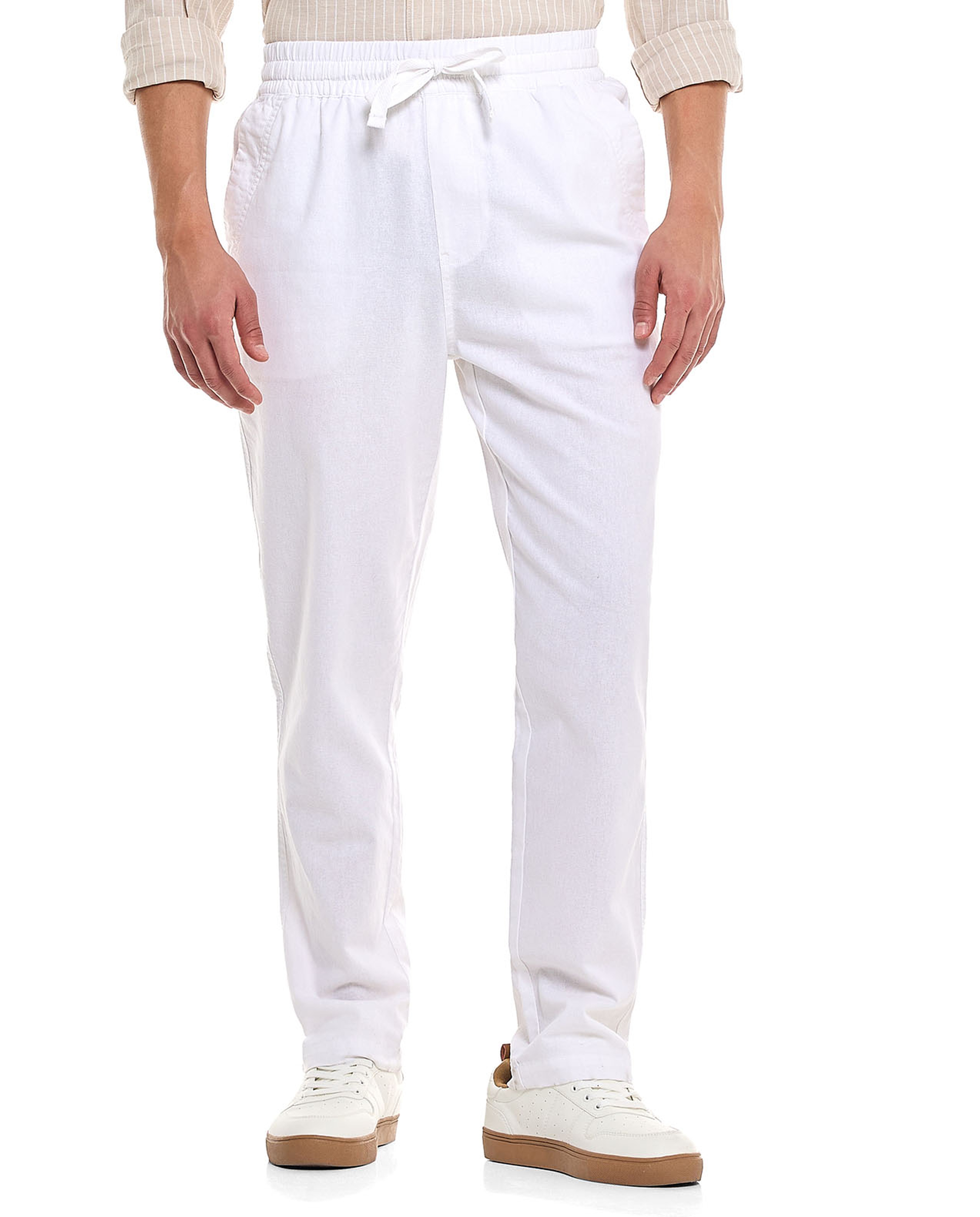 Solid Tapered Pants With Drawstring Waist