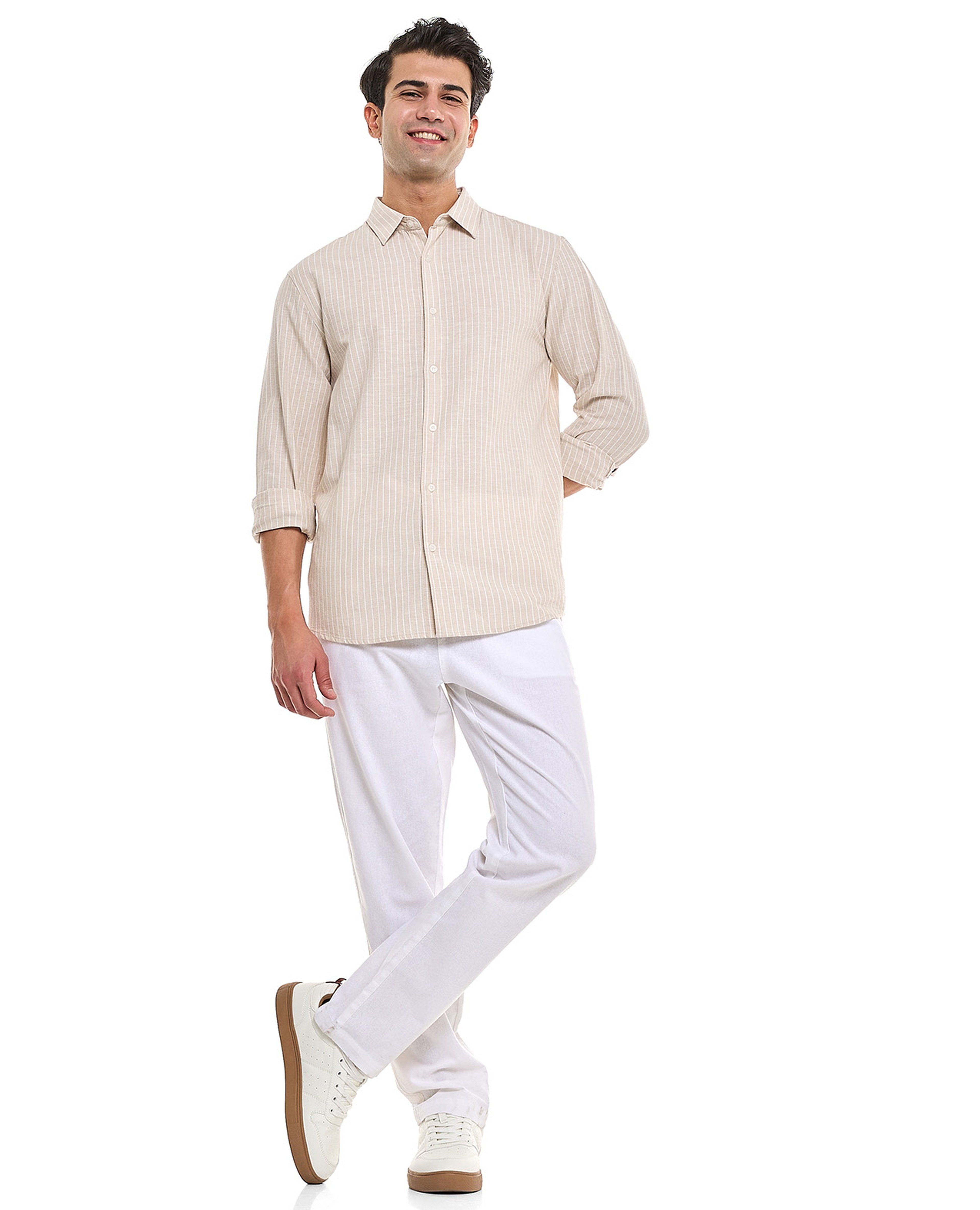 Solid Tapered Pants With Drawstring Waist