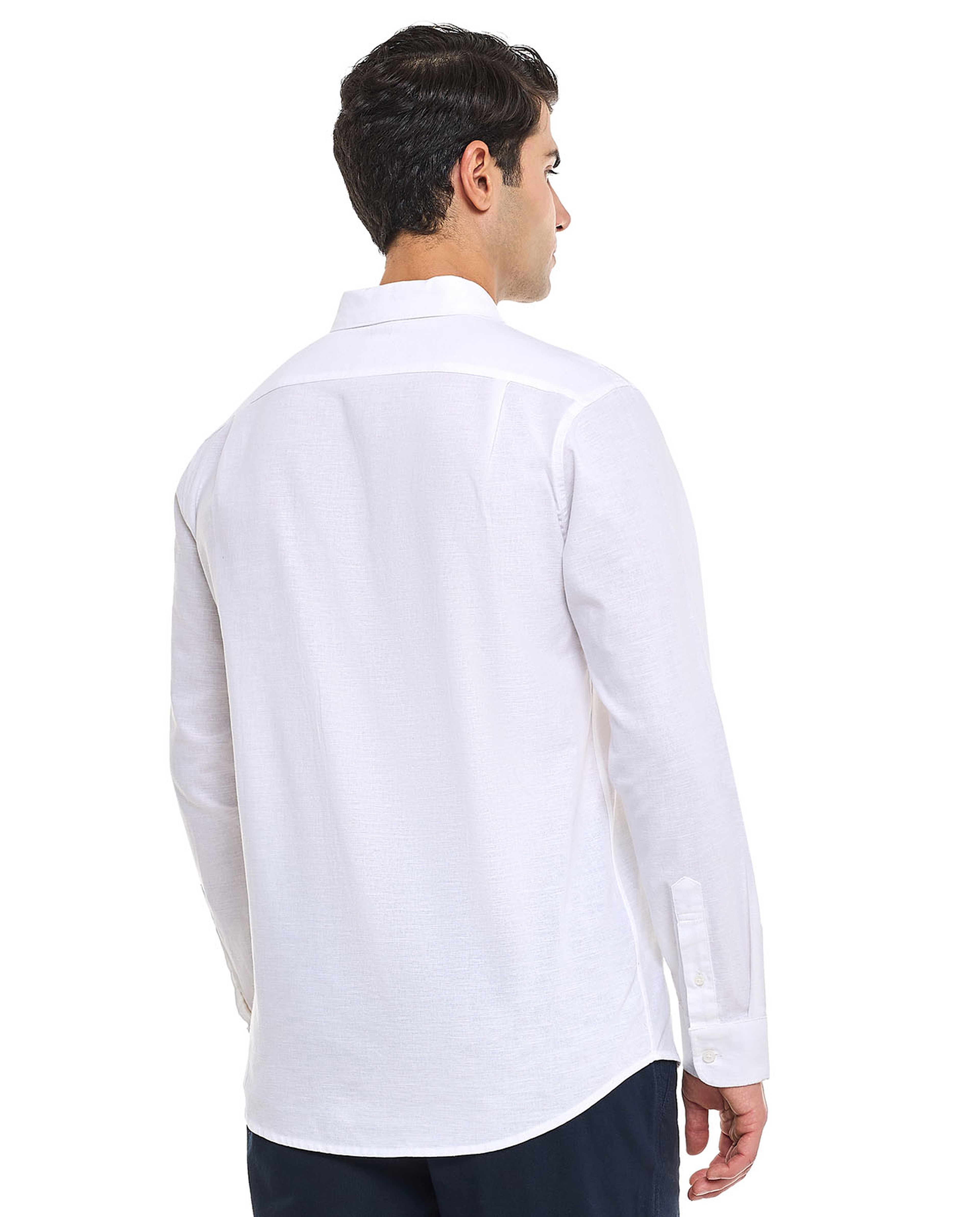 Solid Shirt With Stand Collar and Long Sleeves