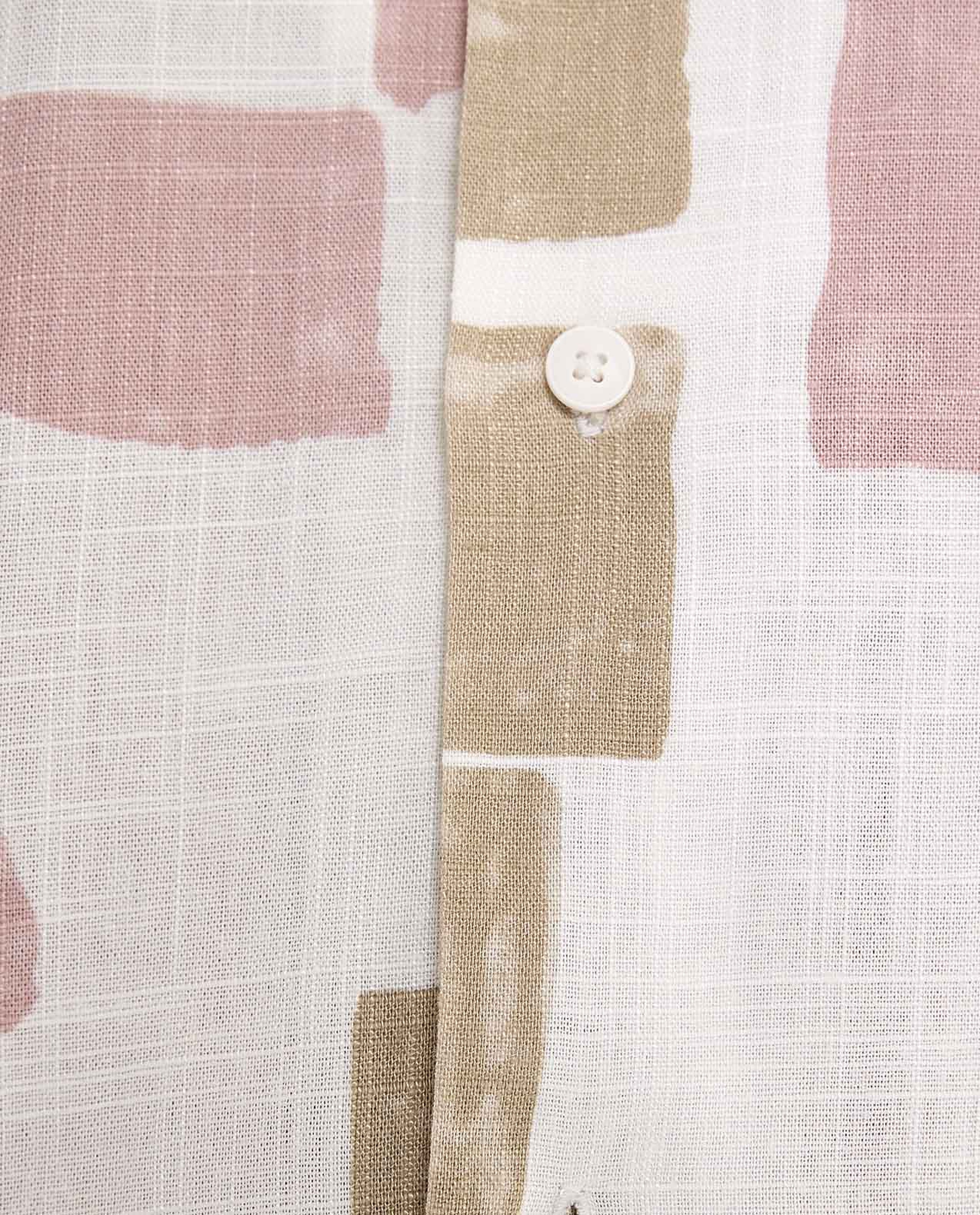 Patterned Shirt With Revere Collar and Short Sleeves