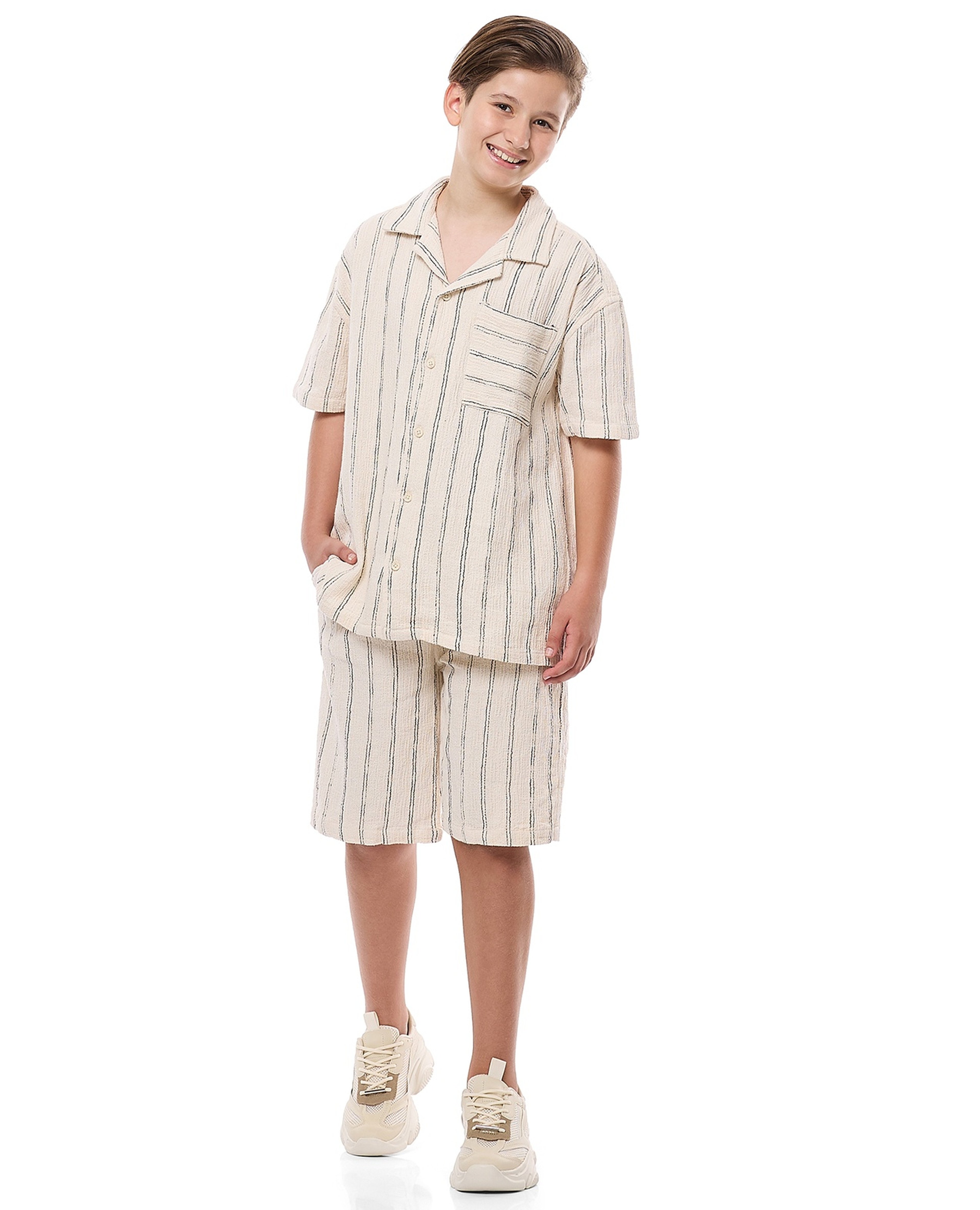 Striped Shirt and Shorts Set