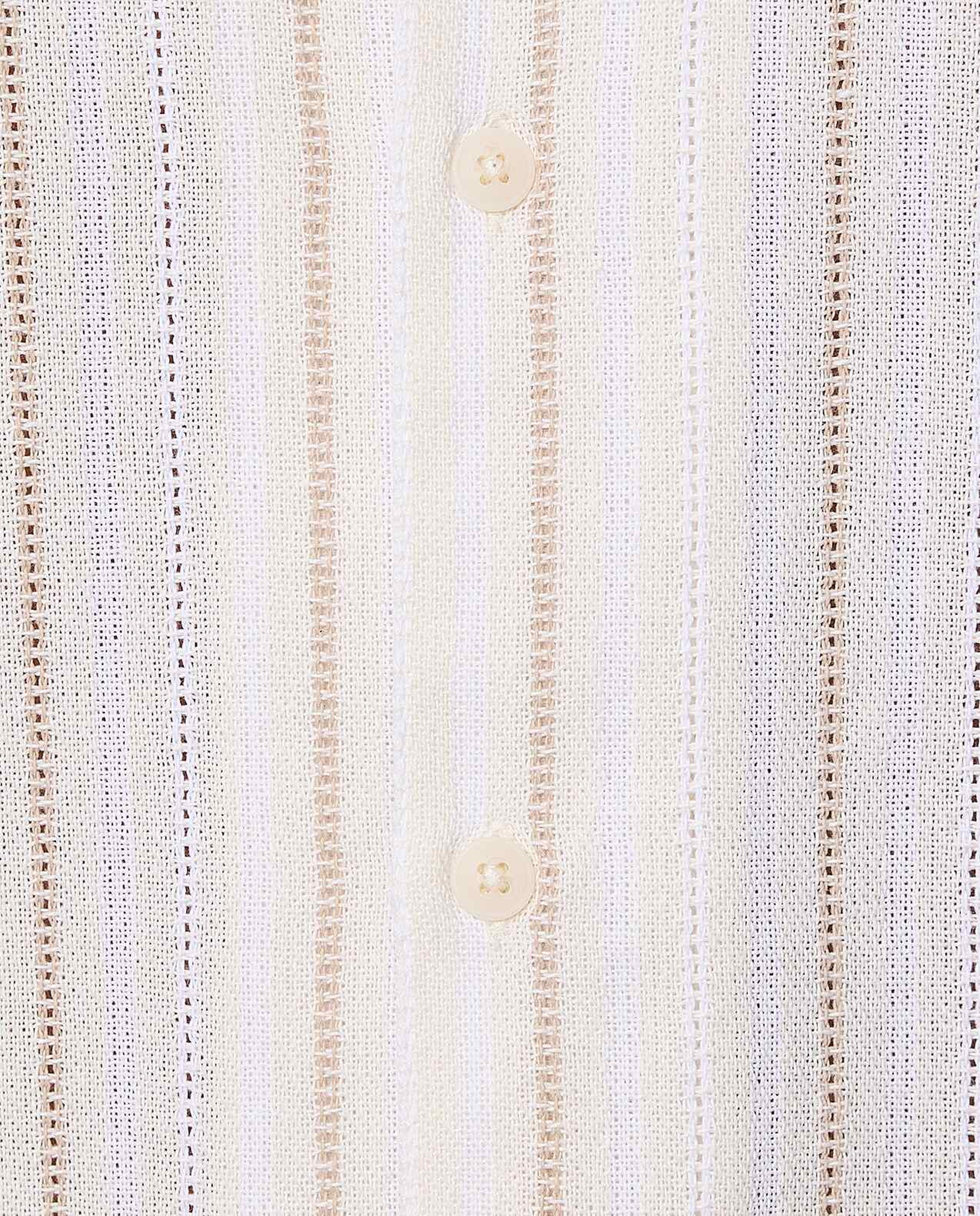 Striped Shirt with Revere Collar and Short Sleeves