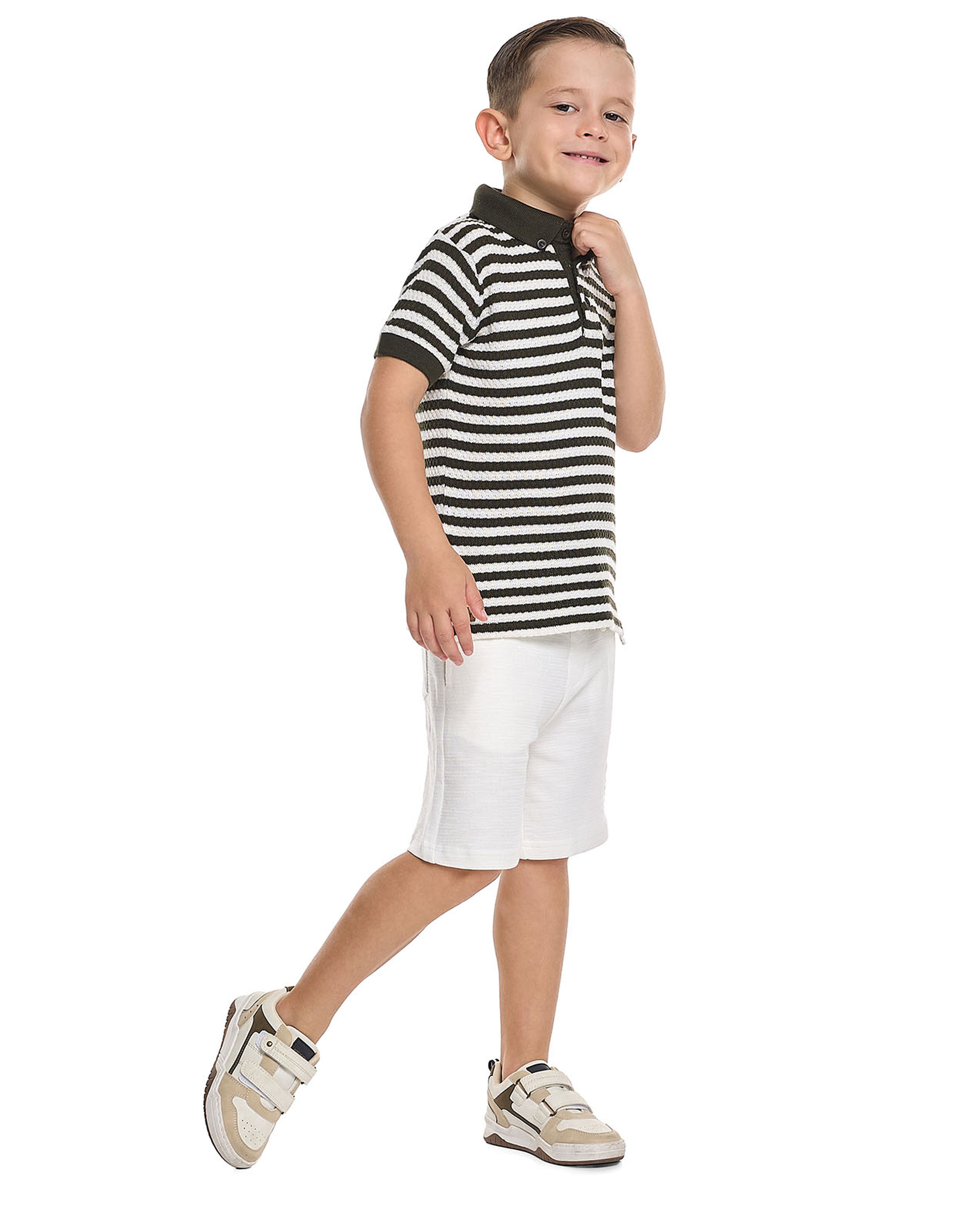 Textured Shorts with Drawstring Closure