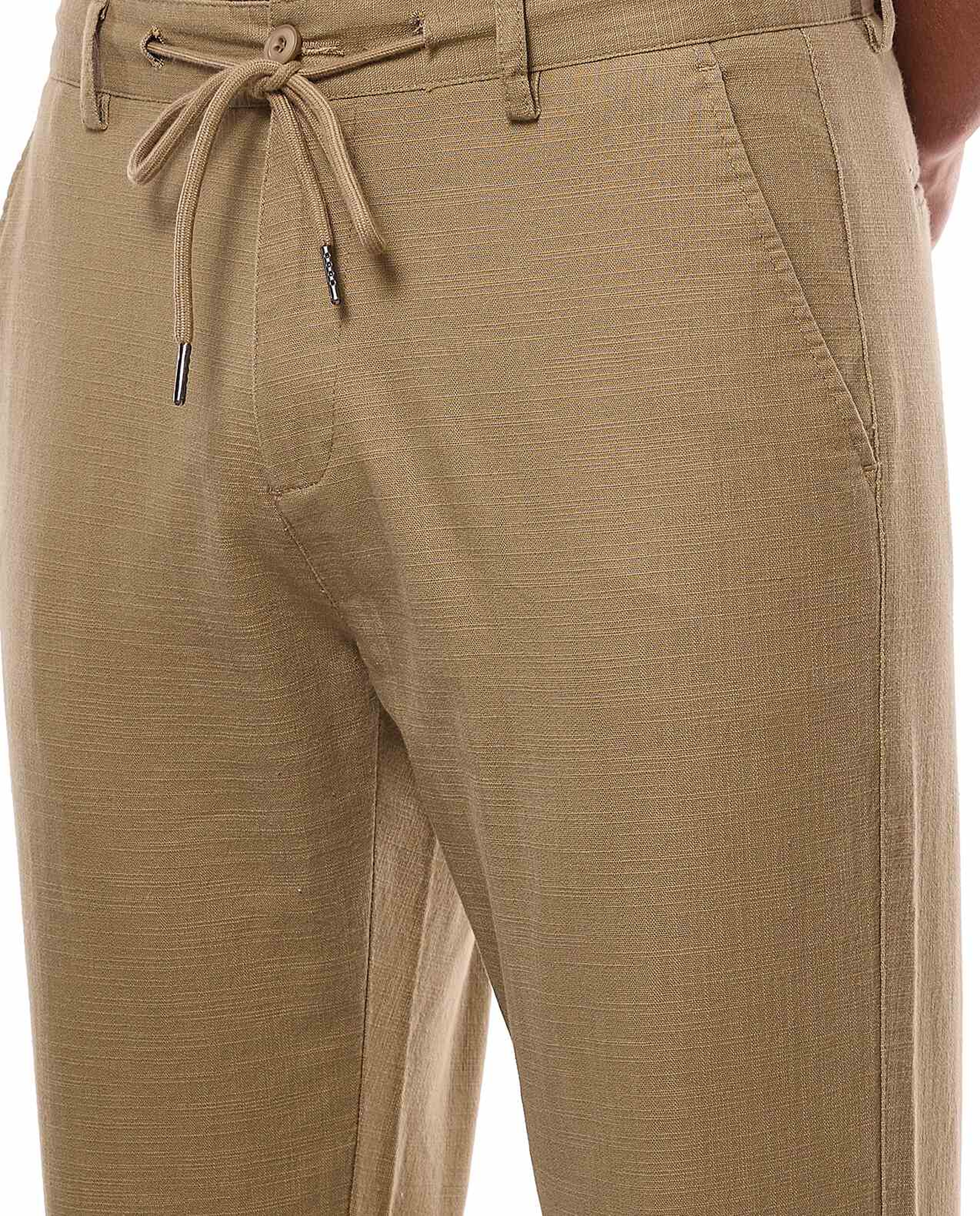 Solid Slim Fit Pants with Drawstring Closure