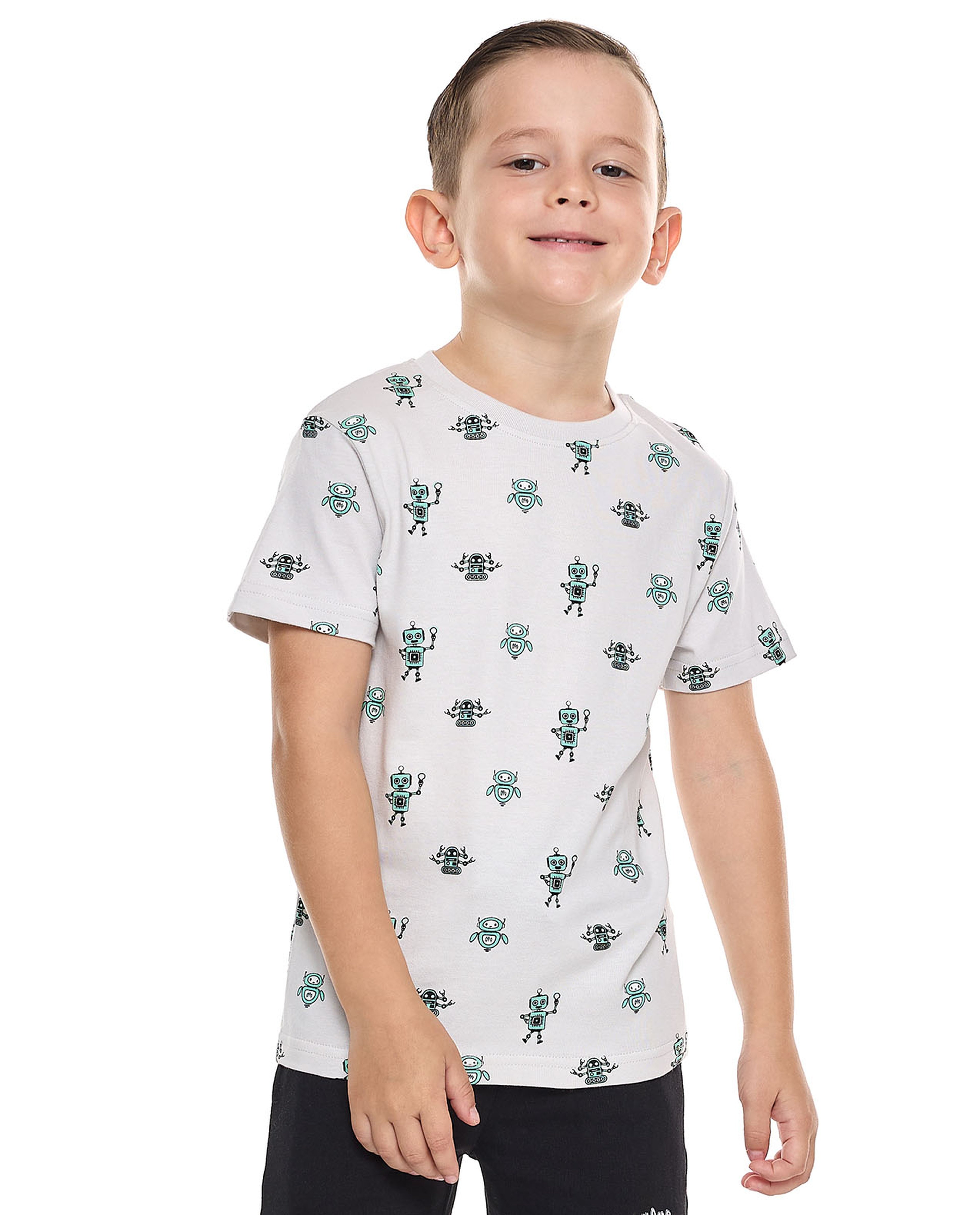 Printed T-Shirt with Crew Neck and Short Sleeves