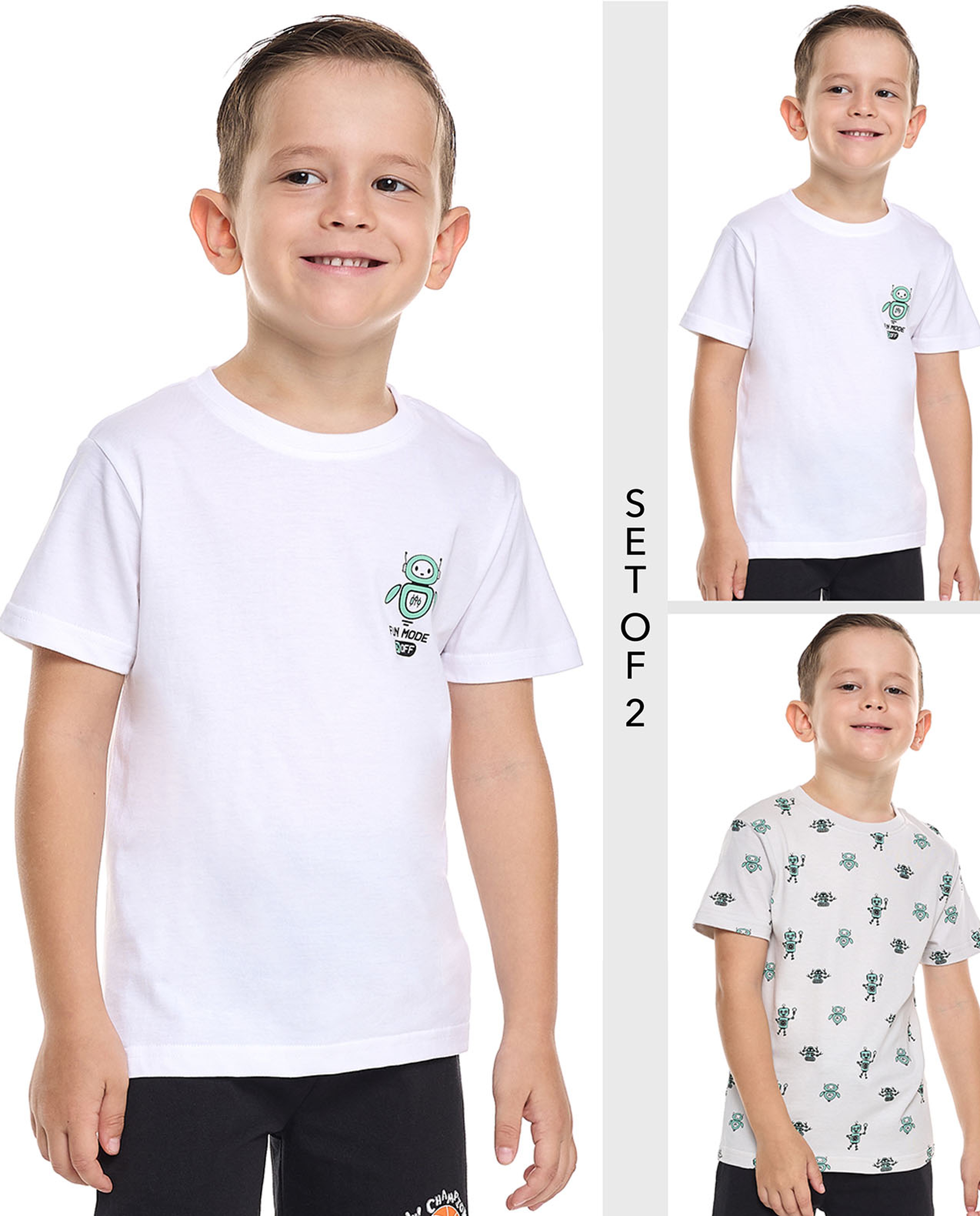 Printed T-Shirt with Crew Neck and Short Sleeves