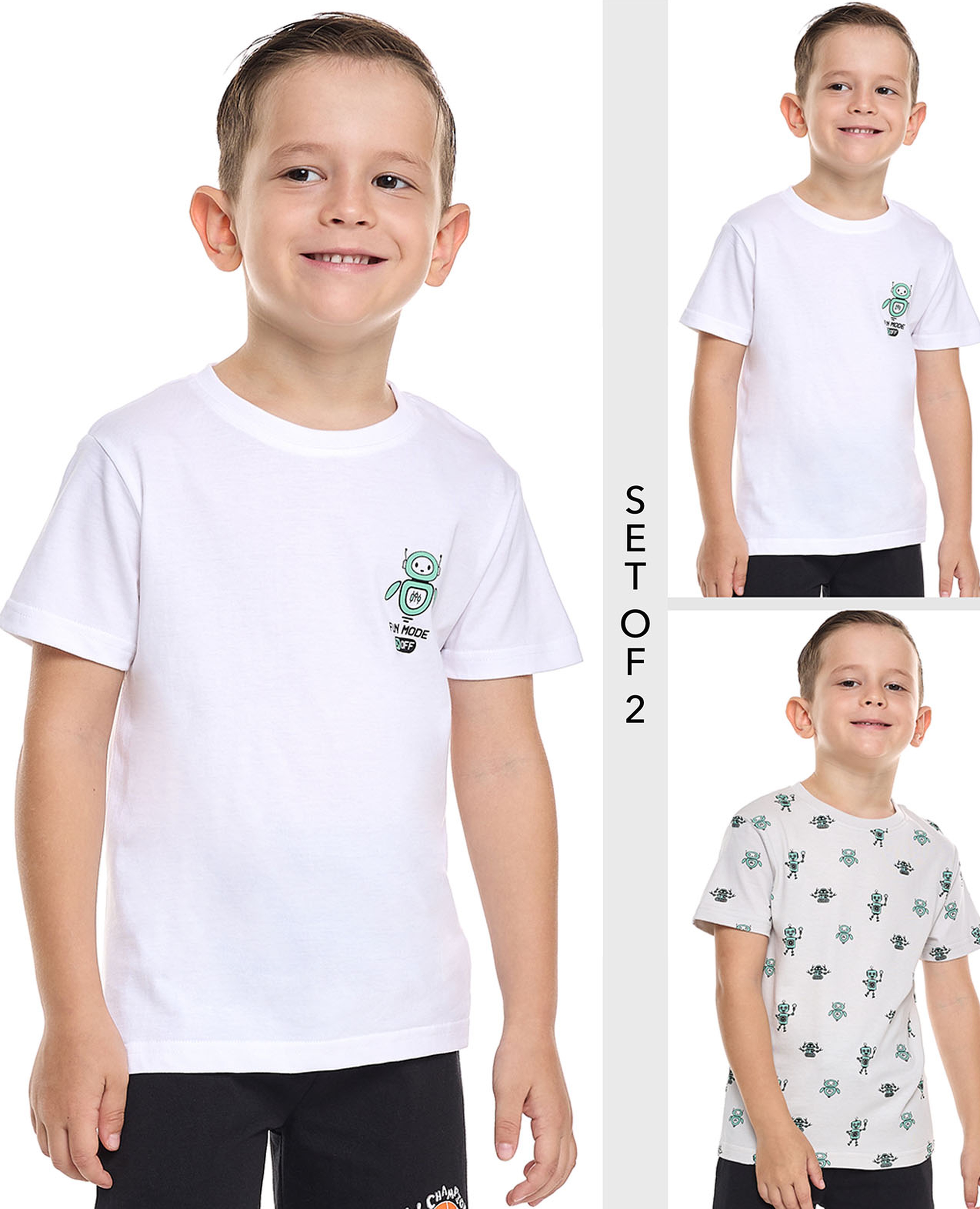 Printed T-Shirt with Crew Neck and Short Sleeves