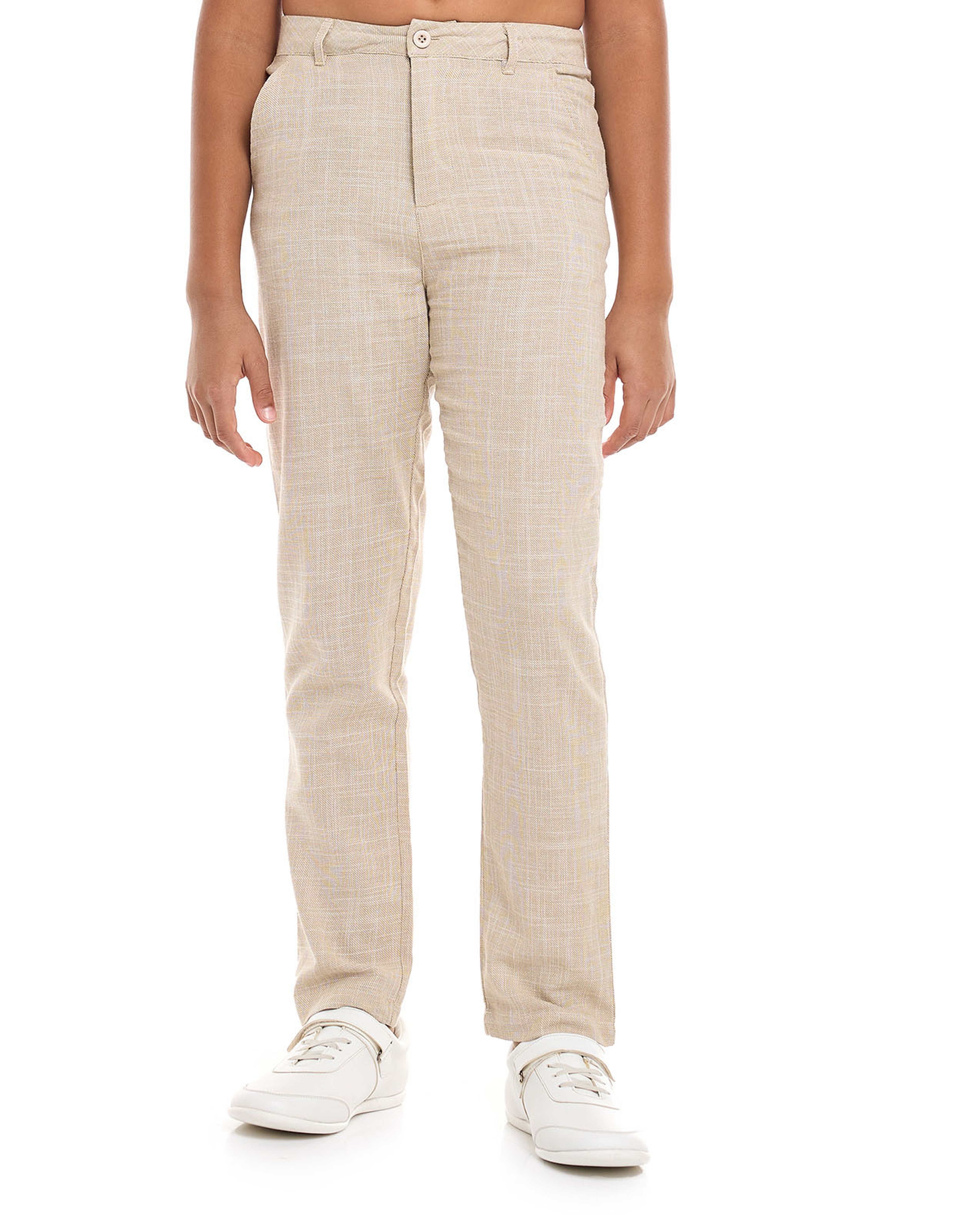 Textured Pants with Button Closure