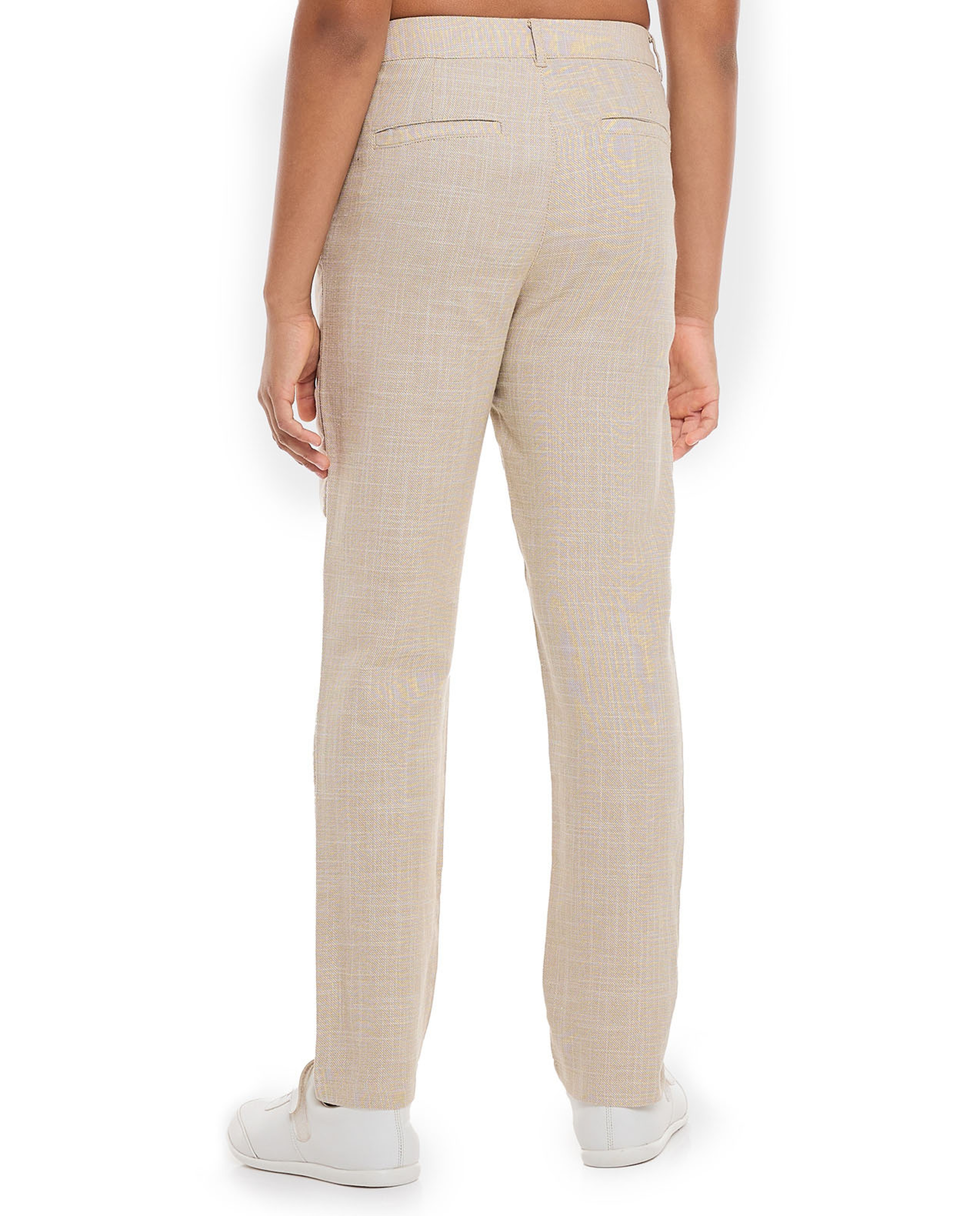 Textured Pants with Button Closure