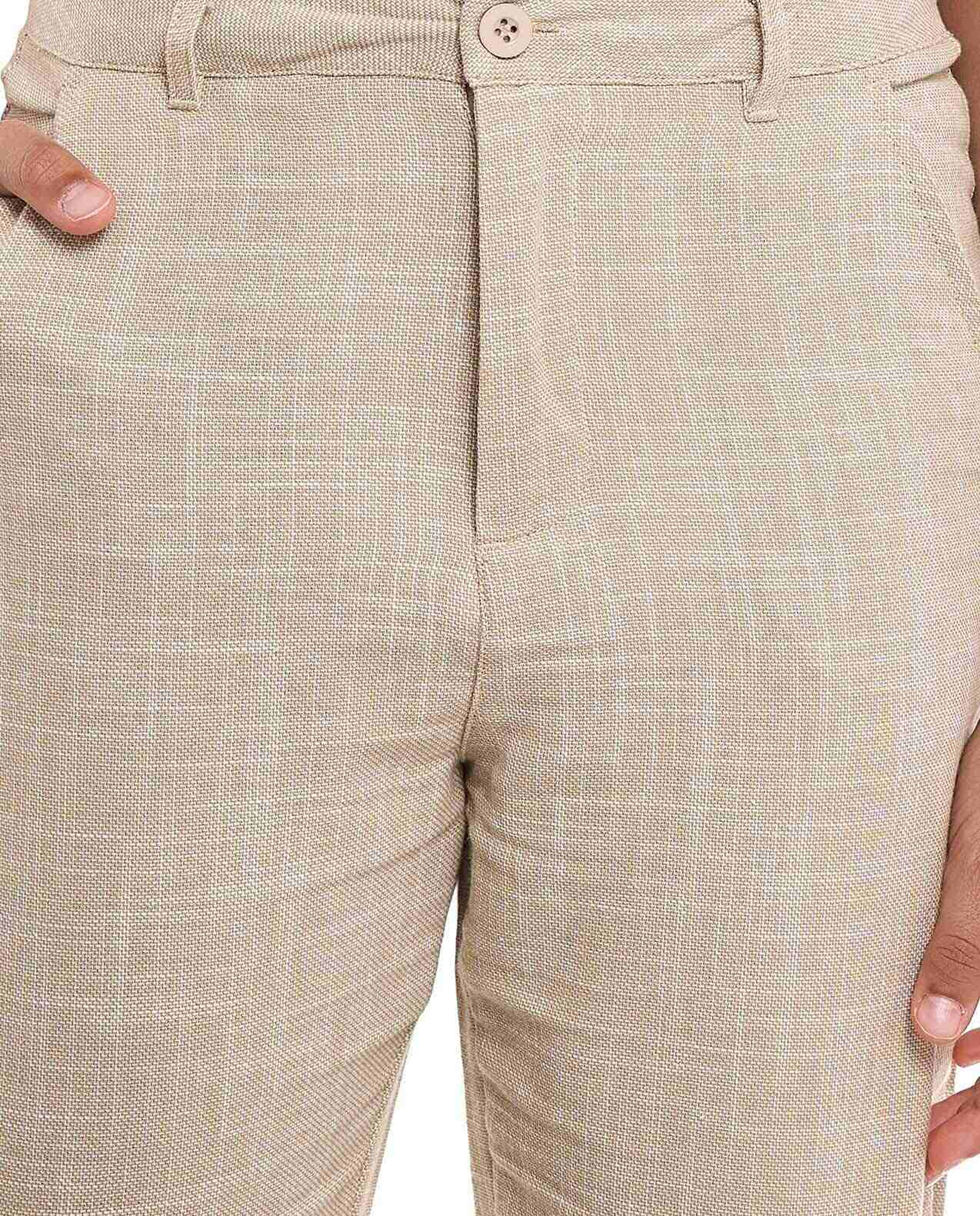 Textured Pants with Button Closure
