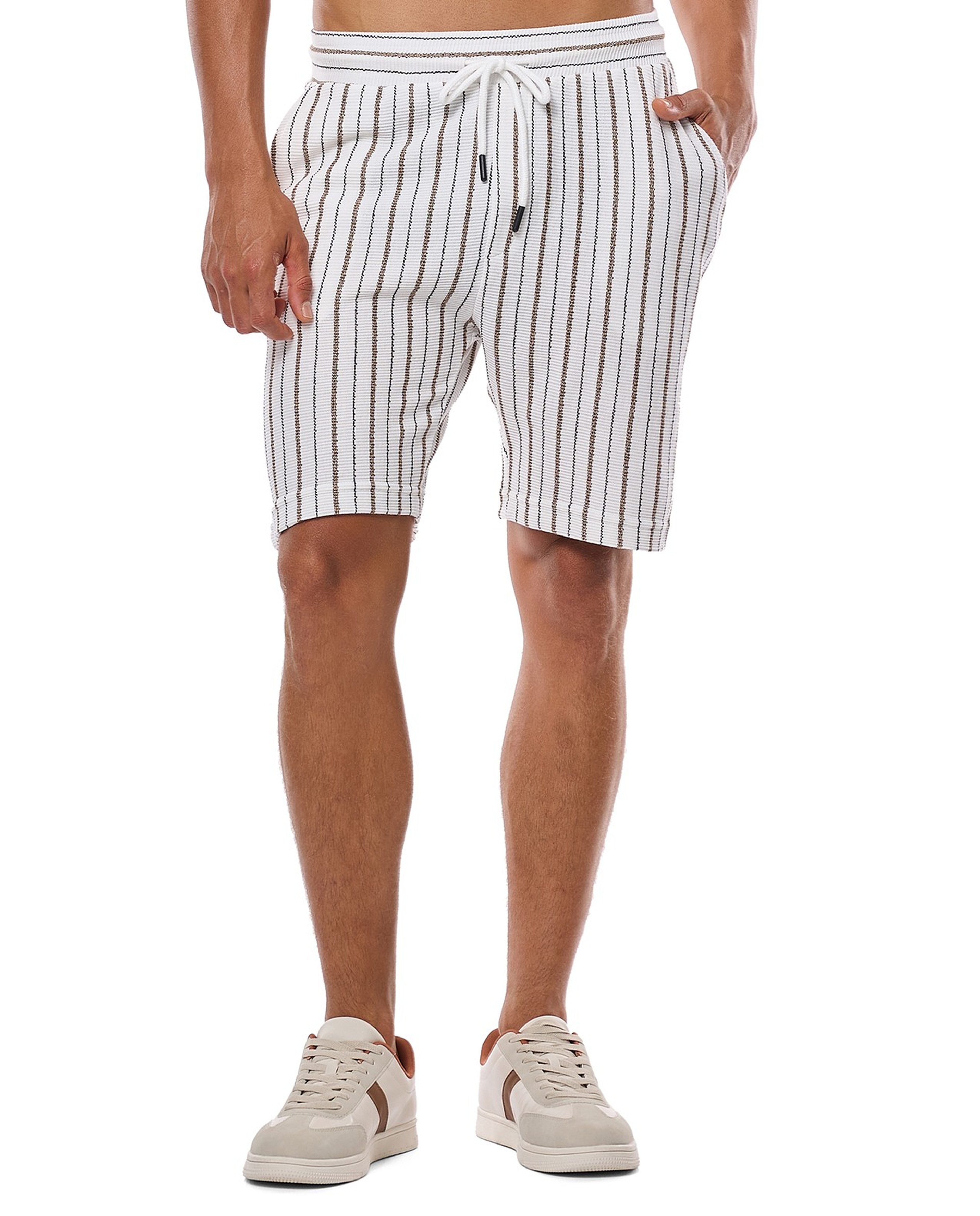 Striped Shorts with Drawstring Closure