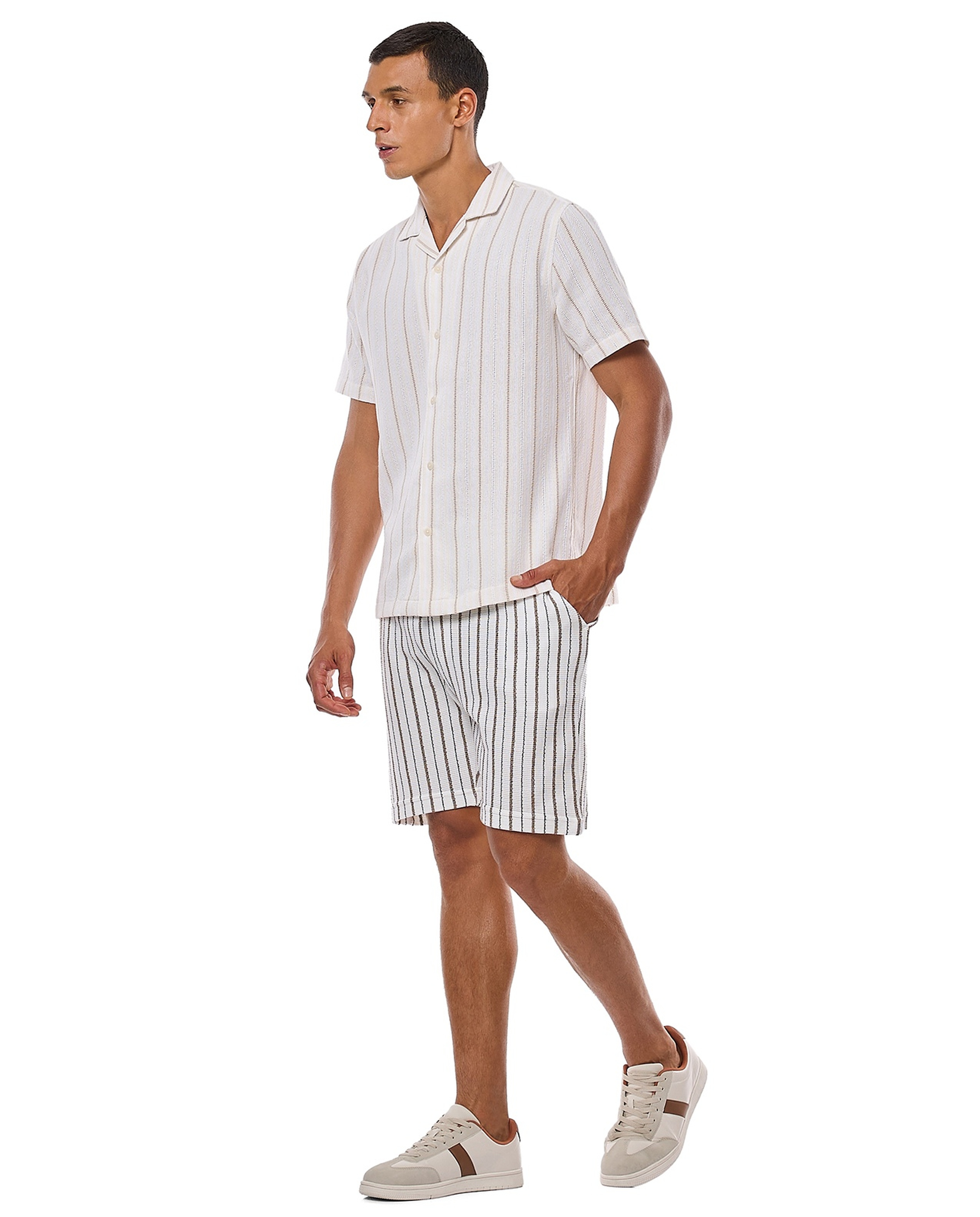 Striped Shorts with Drawstring Closure