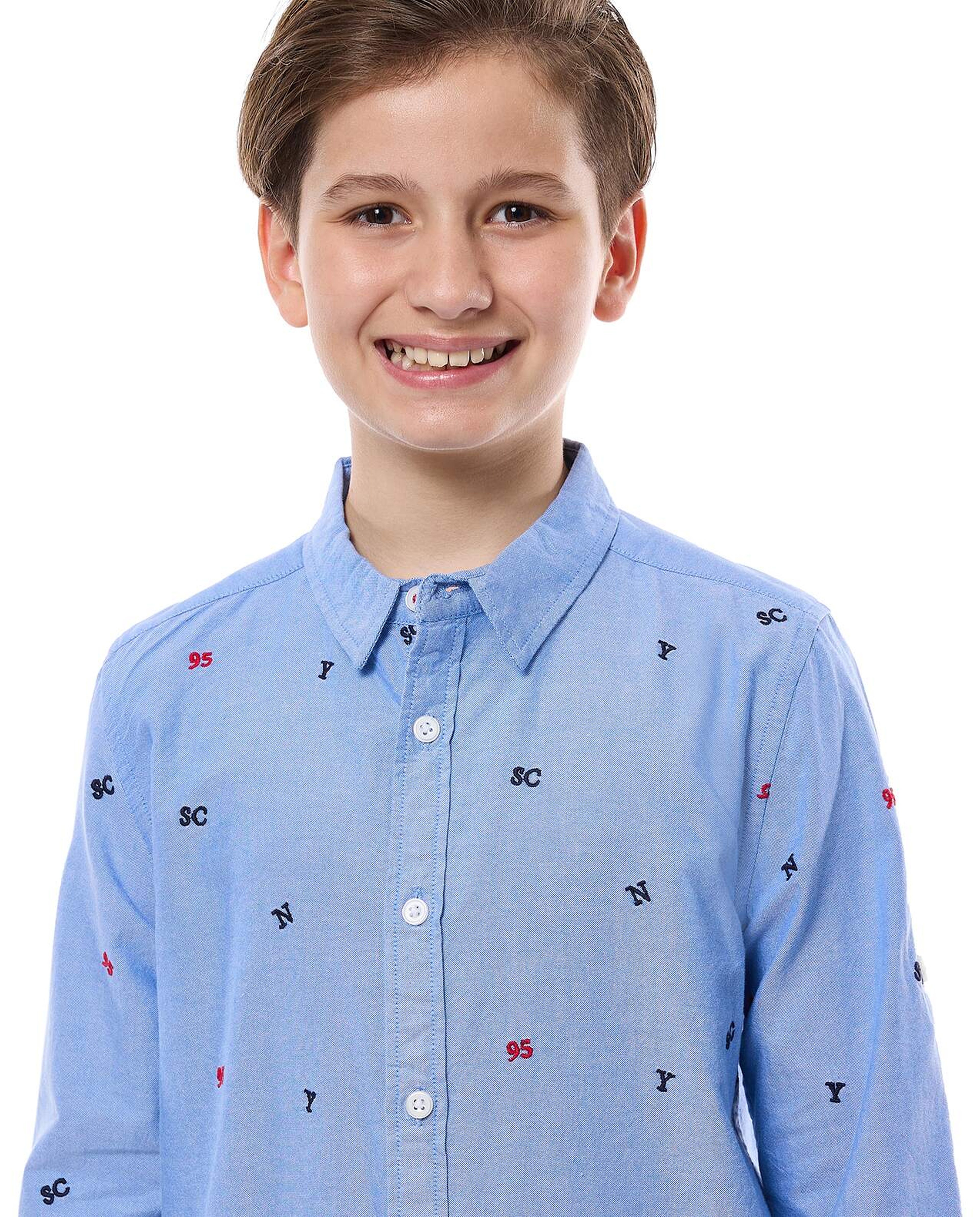 Printed Shirt with Classic Collar and Long Sleeves