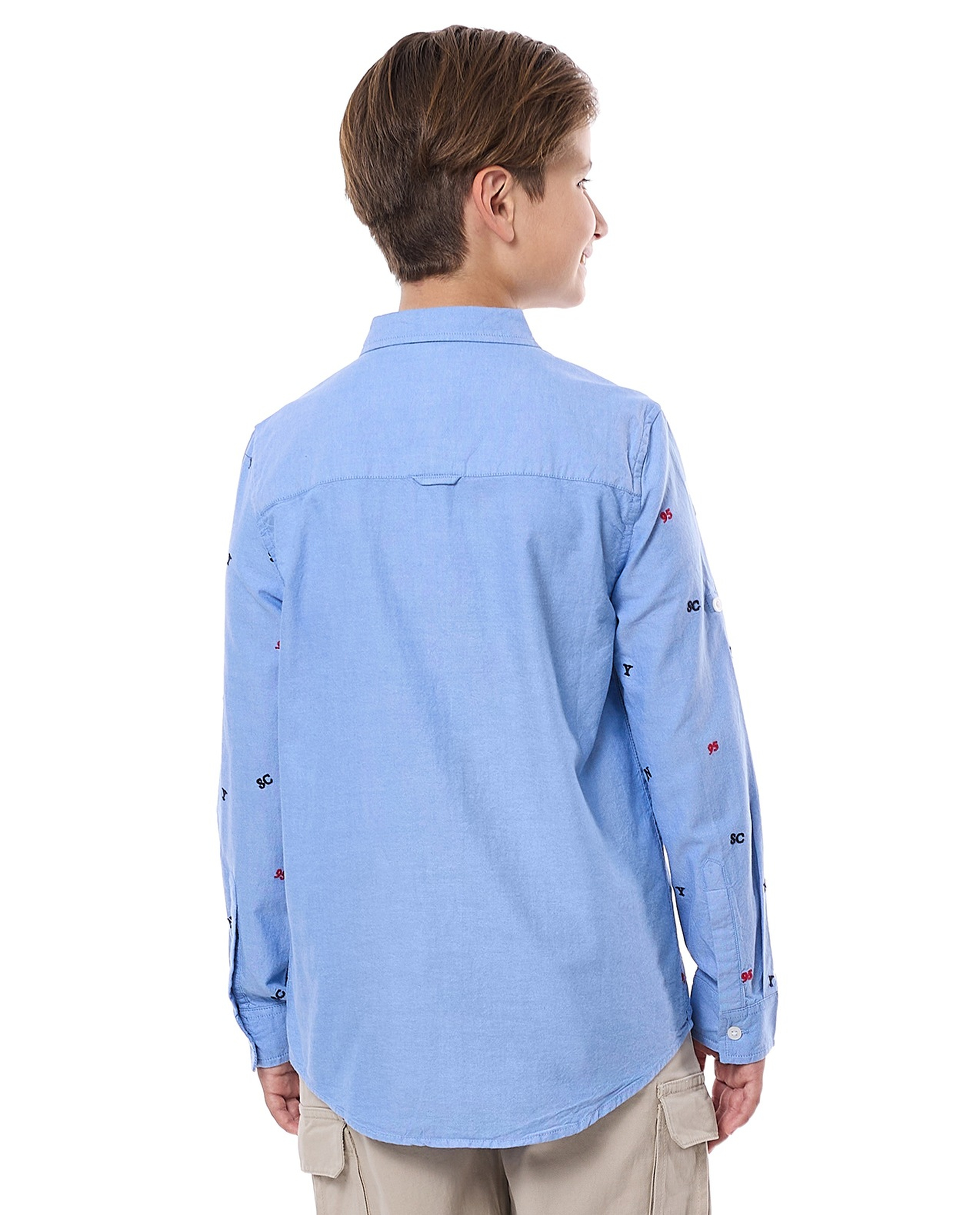 Printed Shirt with Classic Collar and Long Sleeves