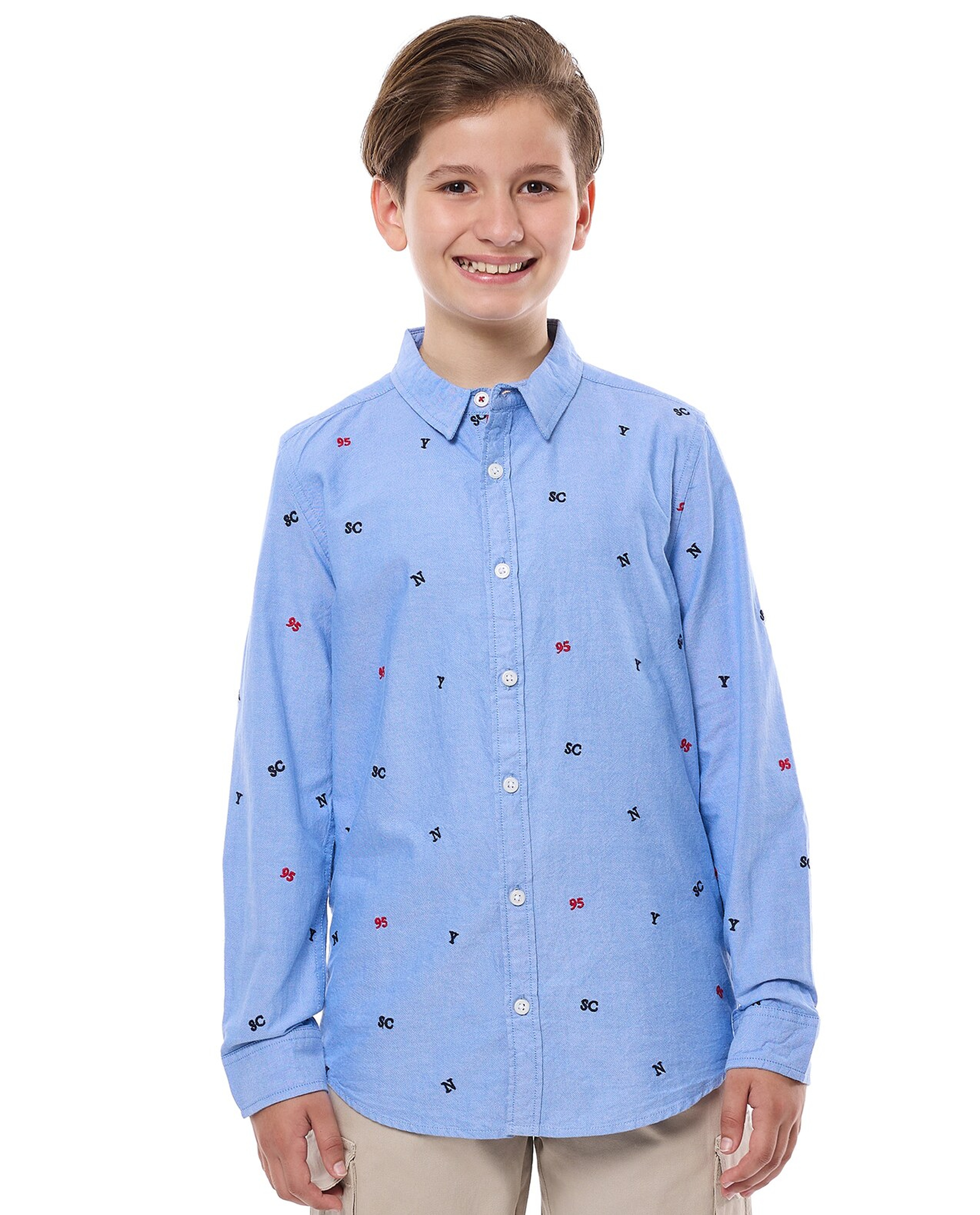 Printed Shirt with Classic Collar and Long Sleeves