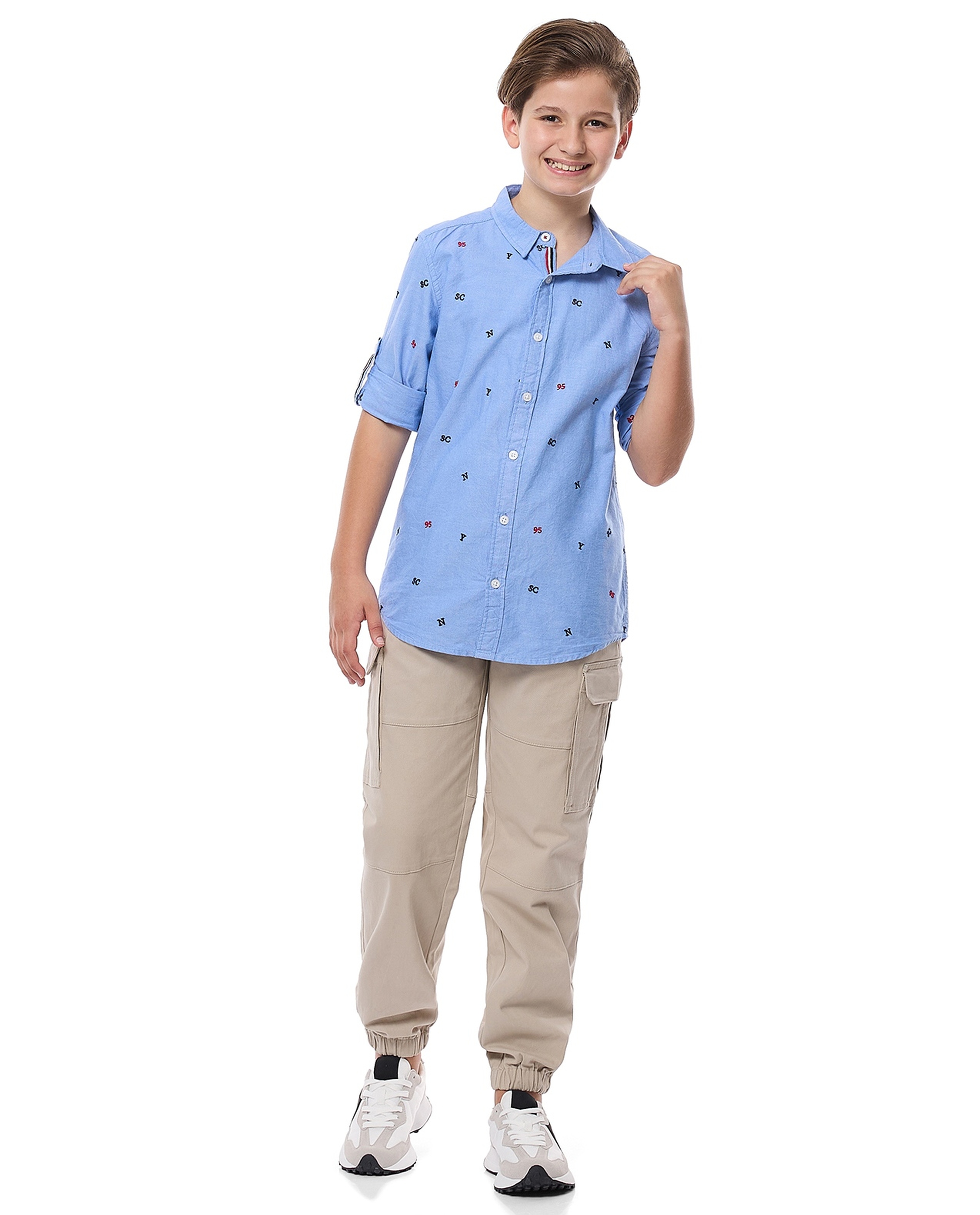 Printed Shirt with Classic Collar and Long Sleeves