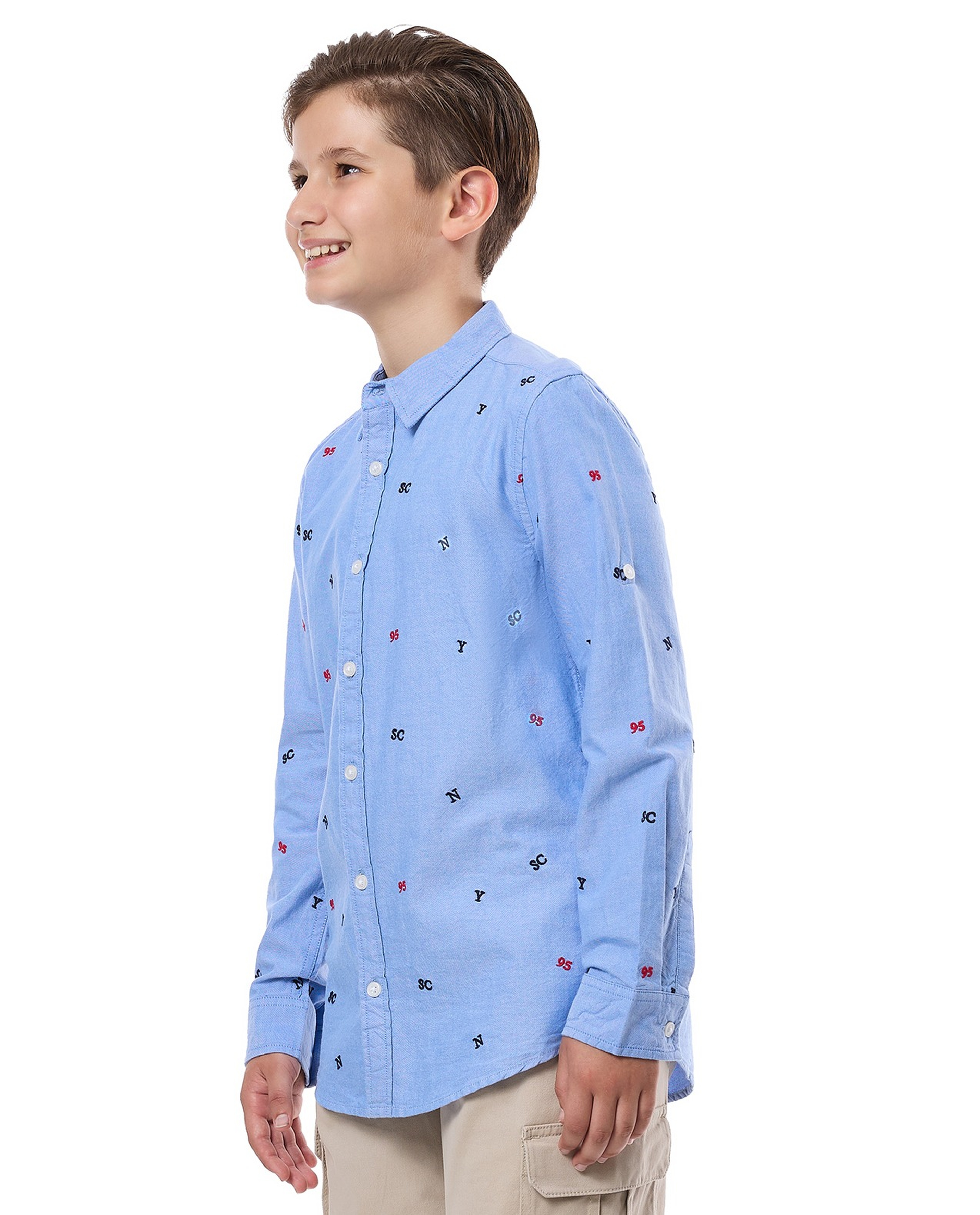 Printed Shirt with Classic Collar and Long Sleeves