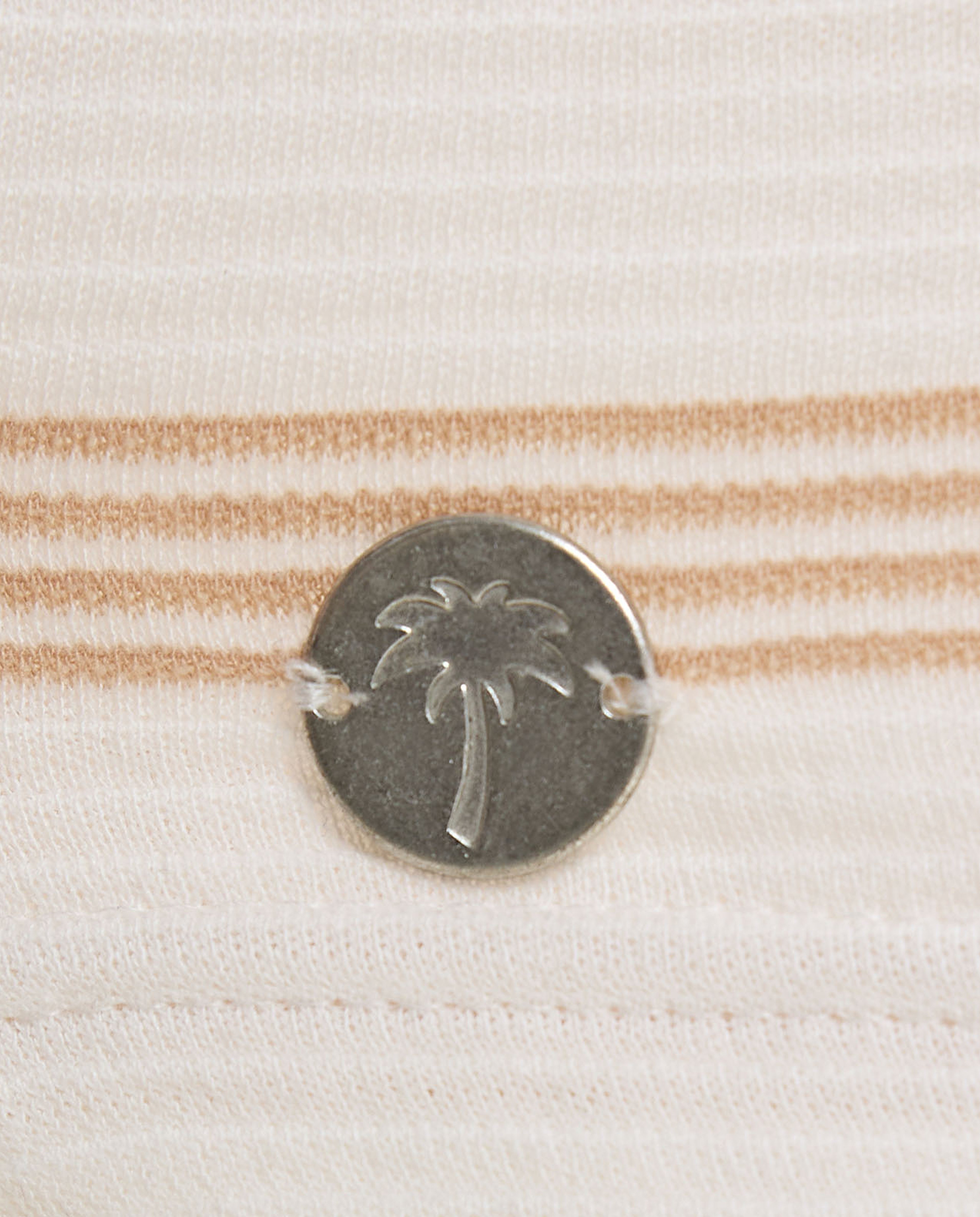 Striped T-Shirt with Henley Neck and Short Sleeves