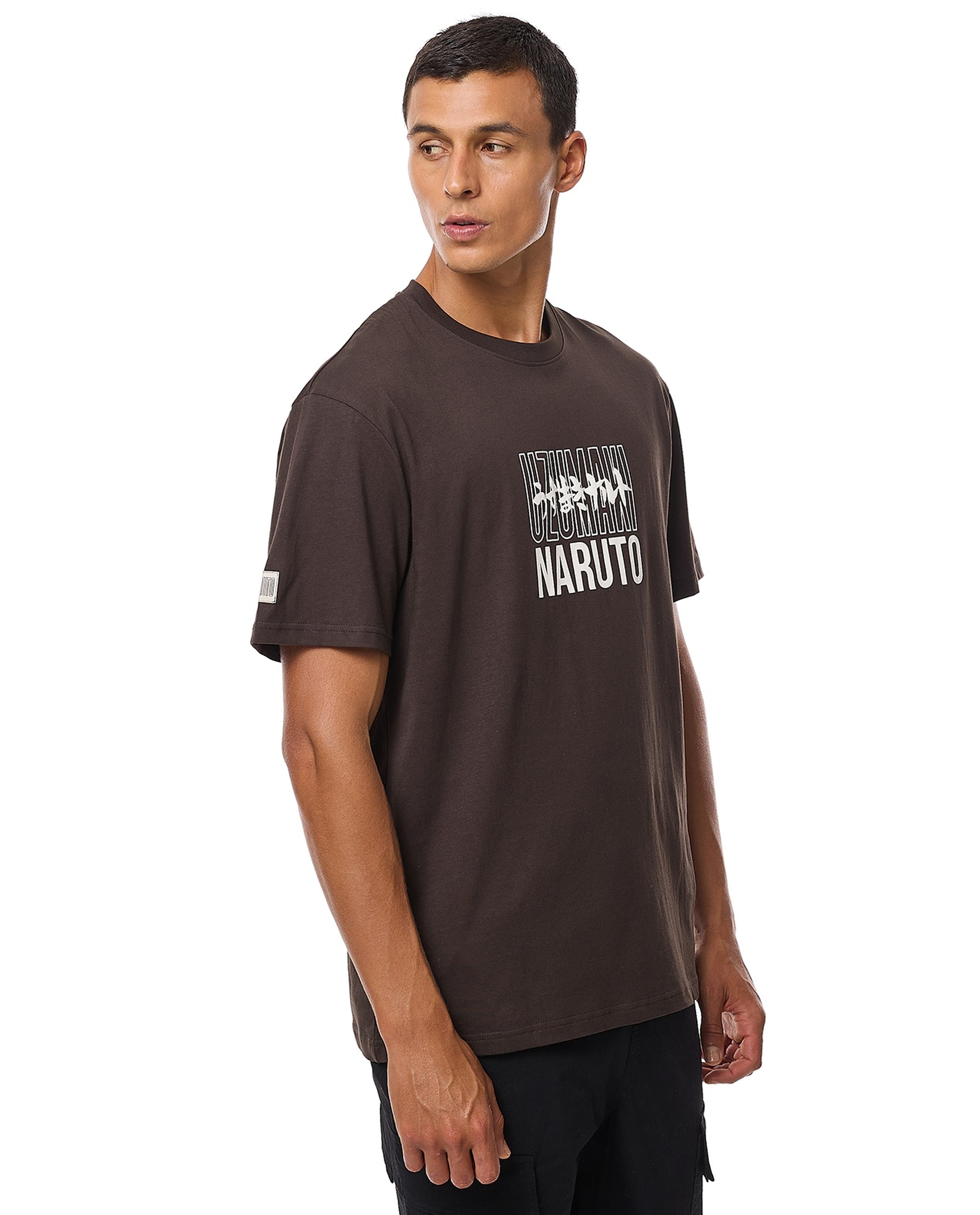 Naruto Printed T-Shirt with Crew Neck and Short Sleeves