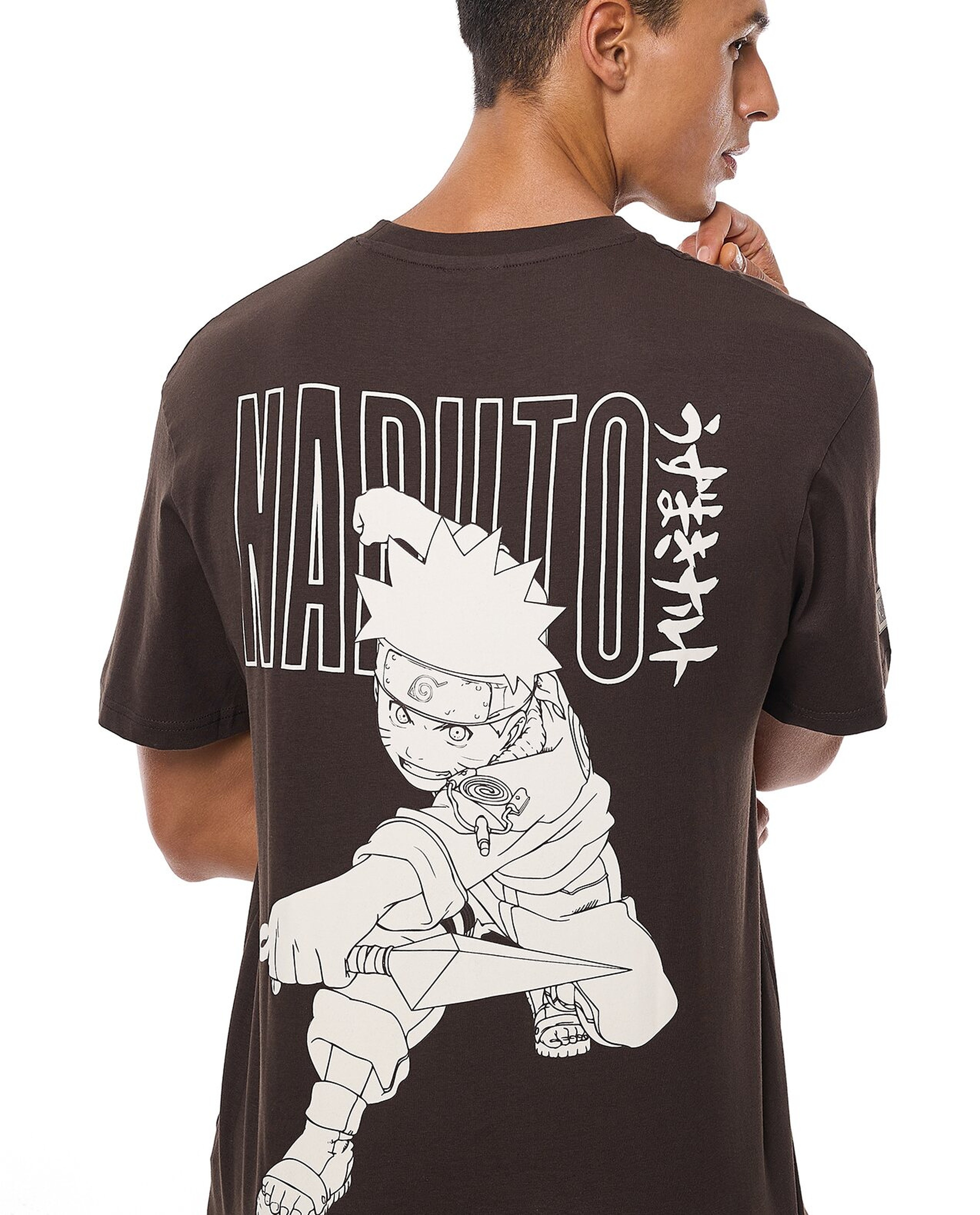Naruto Printed T-Shirt with Crew Neck and Short Sleeves