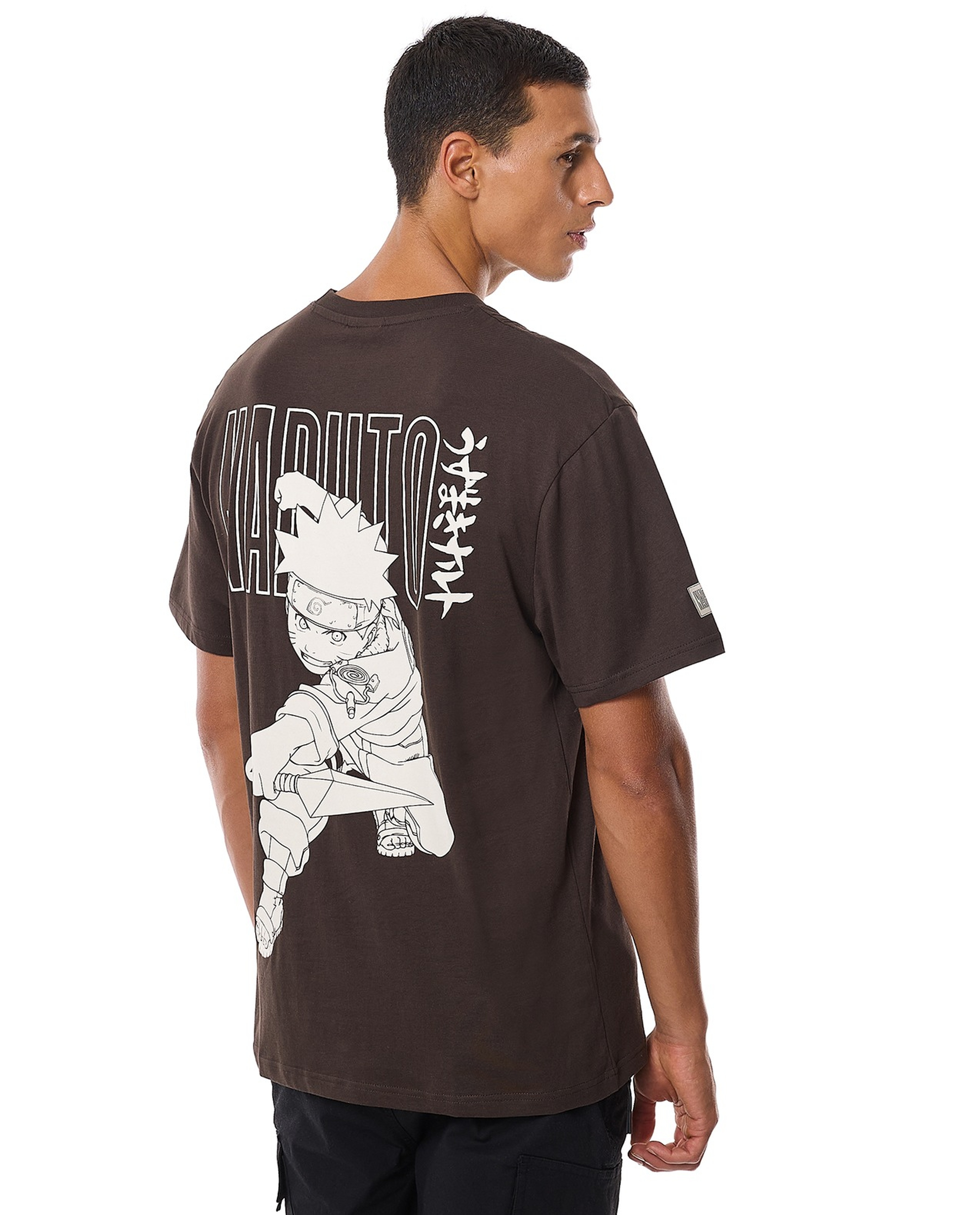 Naruto Printed T-Shirt with Crew Neck and Short Sleeves
