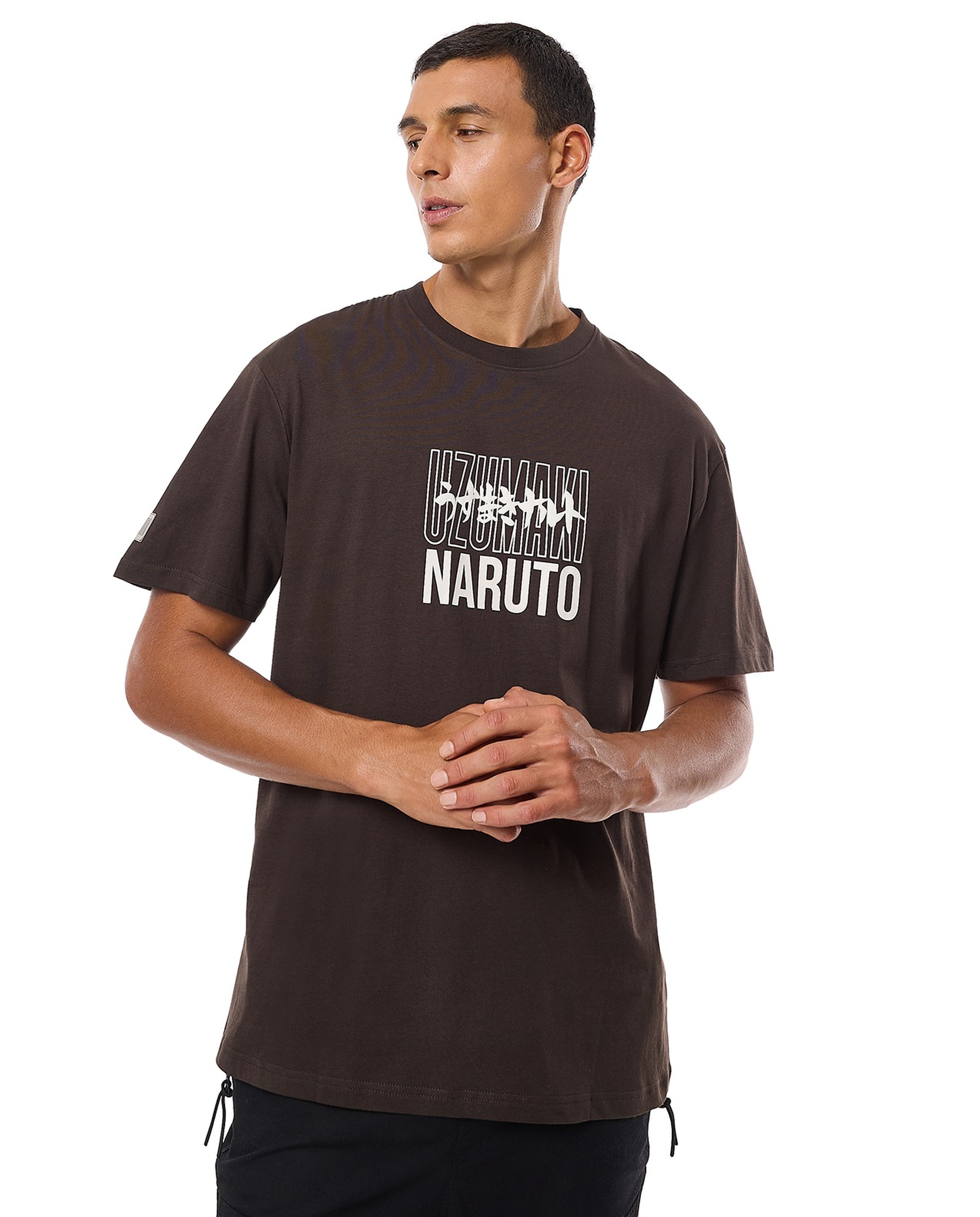 Naruto Printed T-Shirt with Crew Neck and Short Sleeves