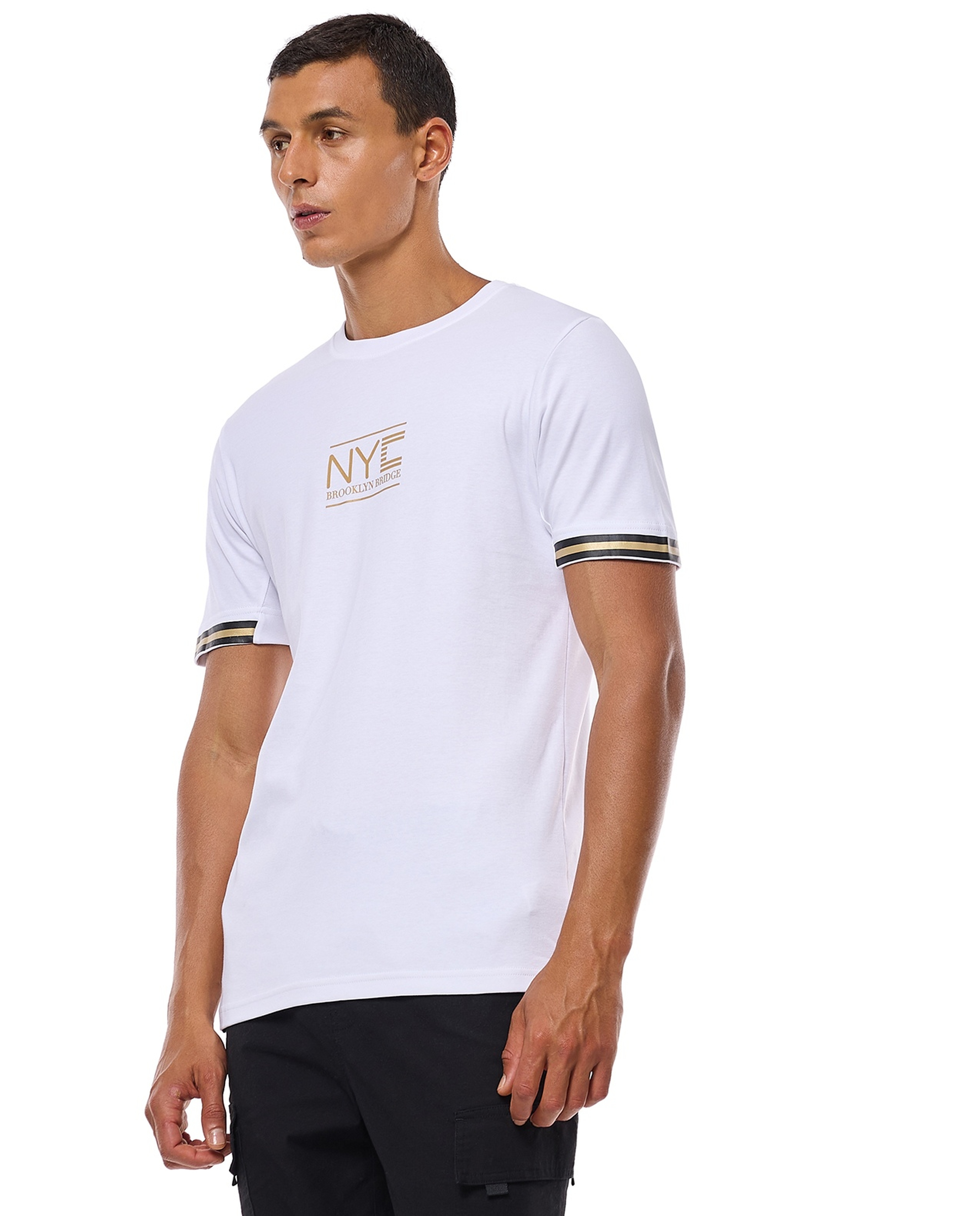 Printed T-Shirt with Crew Neck and Short Sleeves