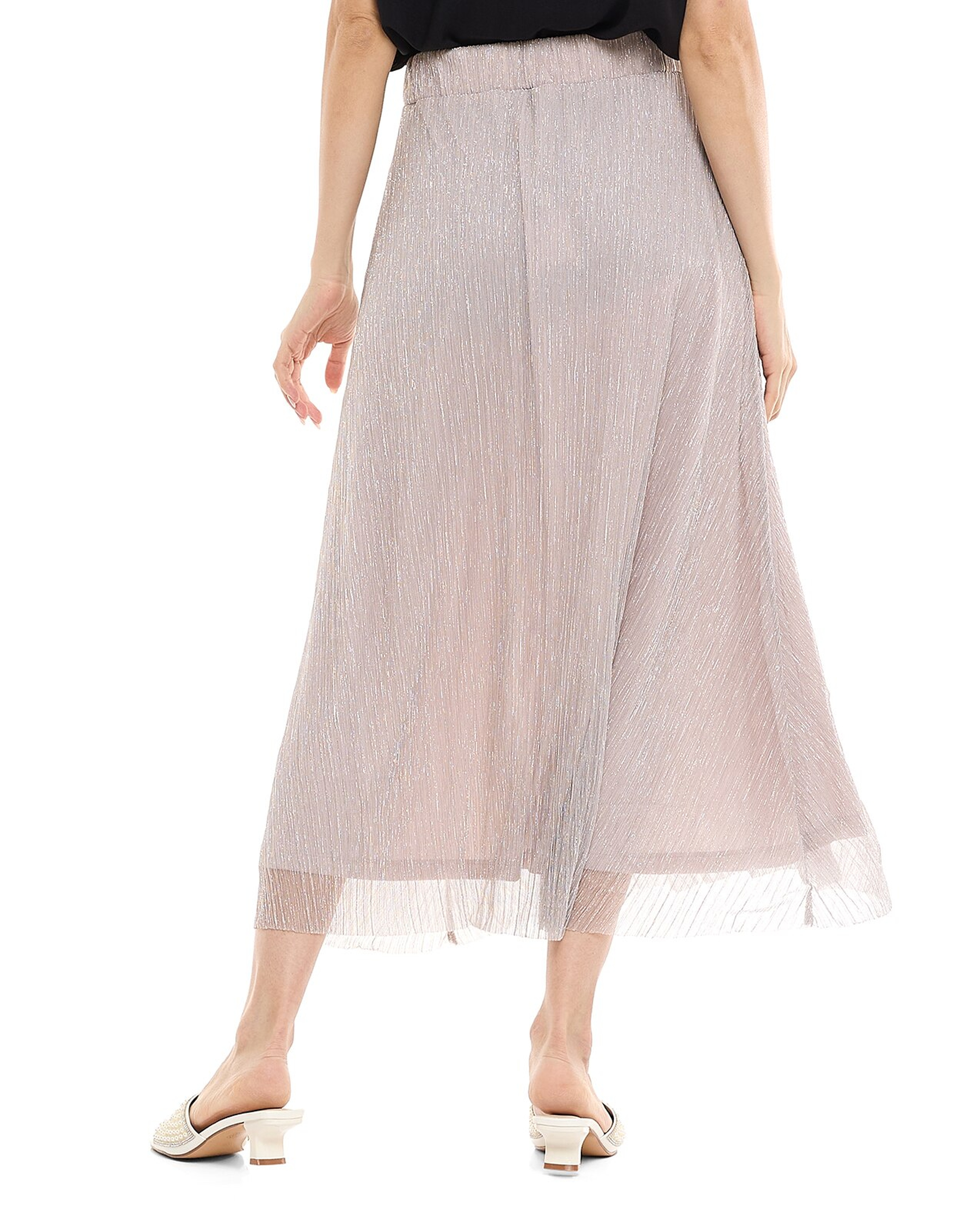 Glittered Midi Skirt with Elastic Waist