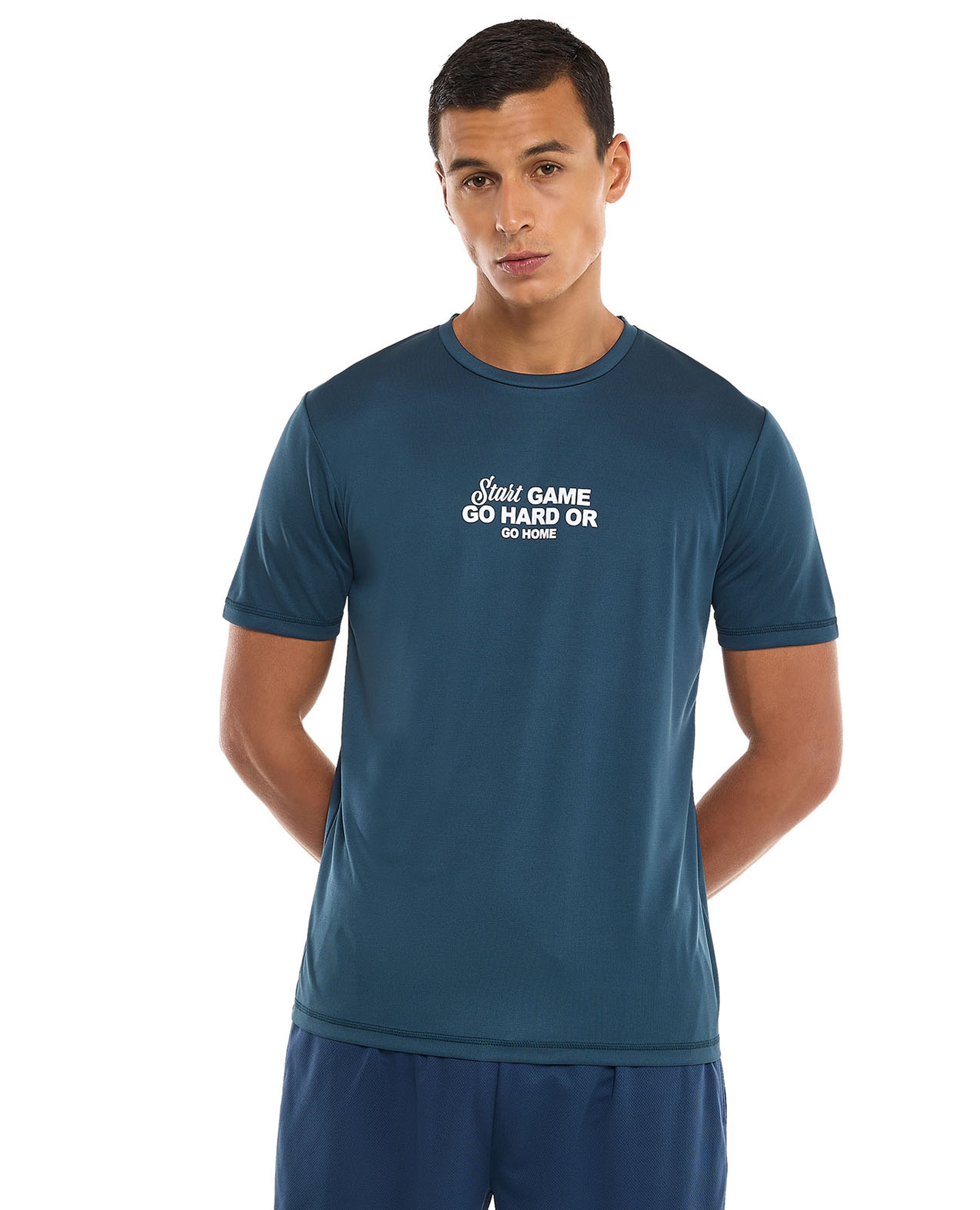 Printed Active T-Shirt with Crew Neck and Short Sleeves