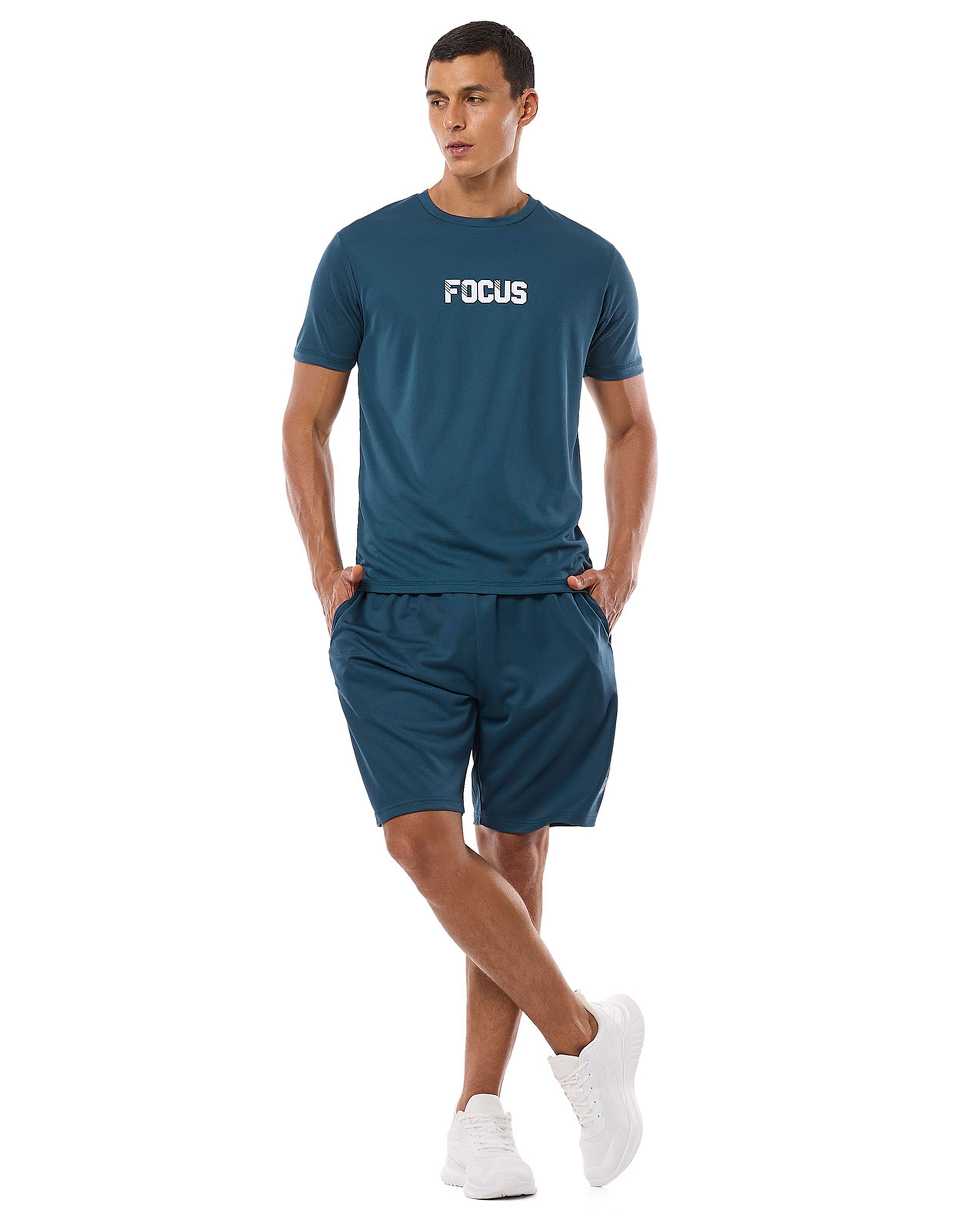 Printed Active T-Shirt with Crew Neck and Short Sleeves