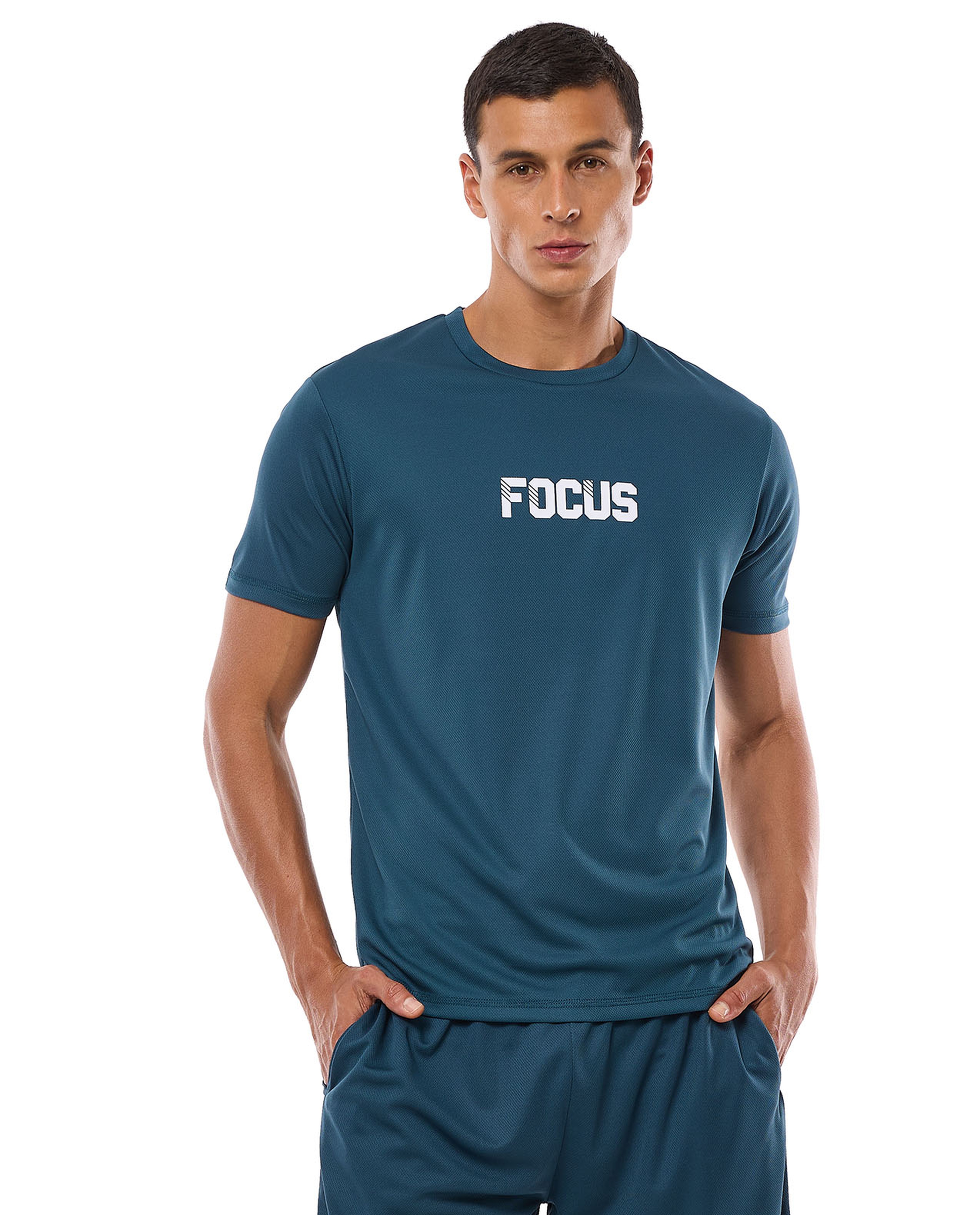 Printed Active T-Shirt with Crew Neck and Short Sleeves
