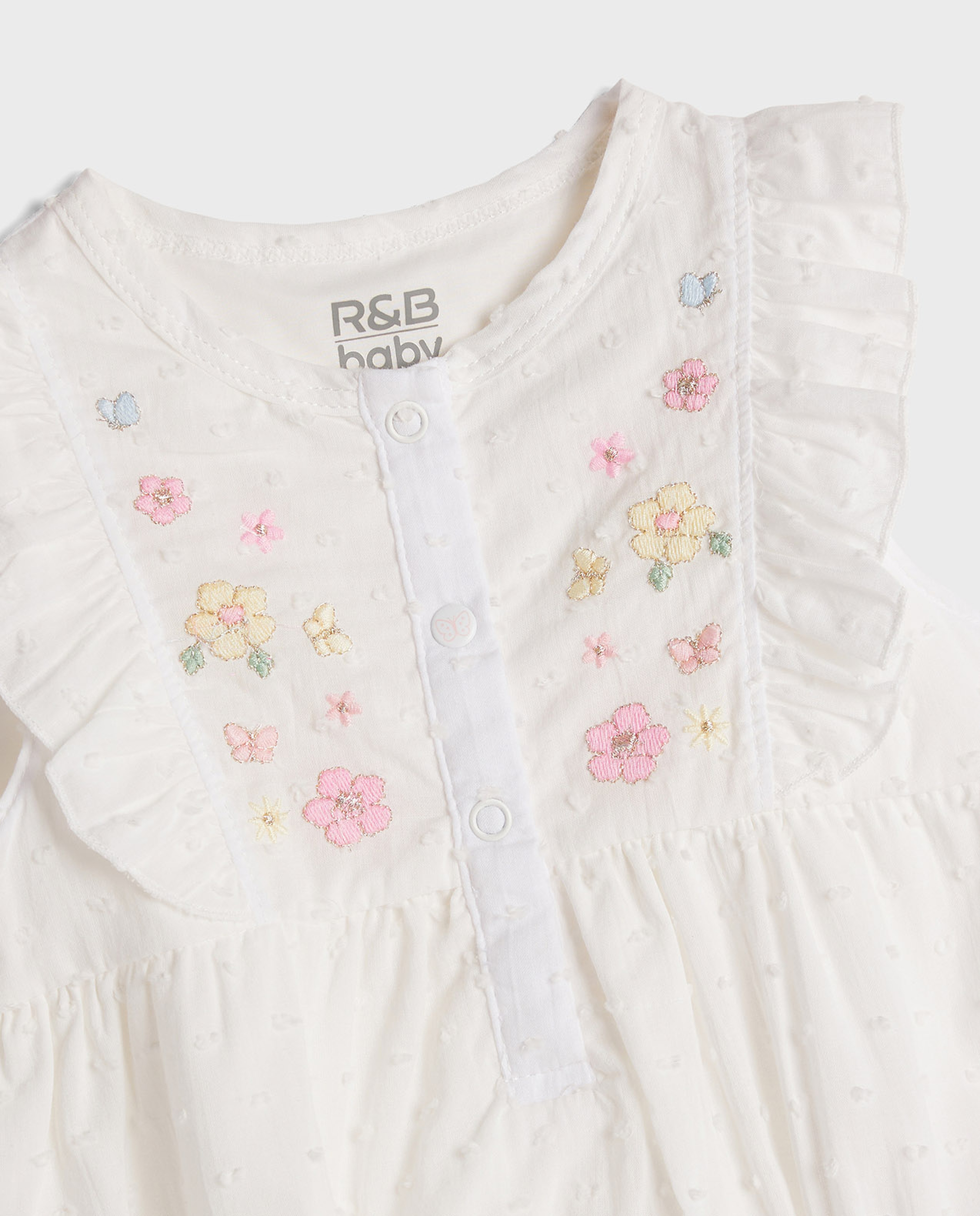 Embroidered Ruffled Bodysuit