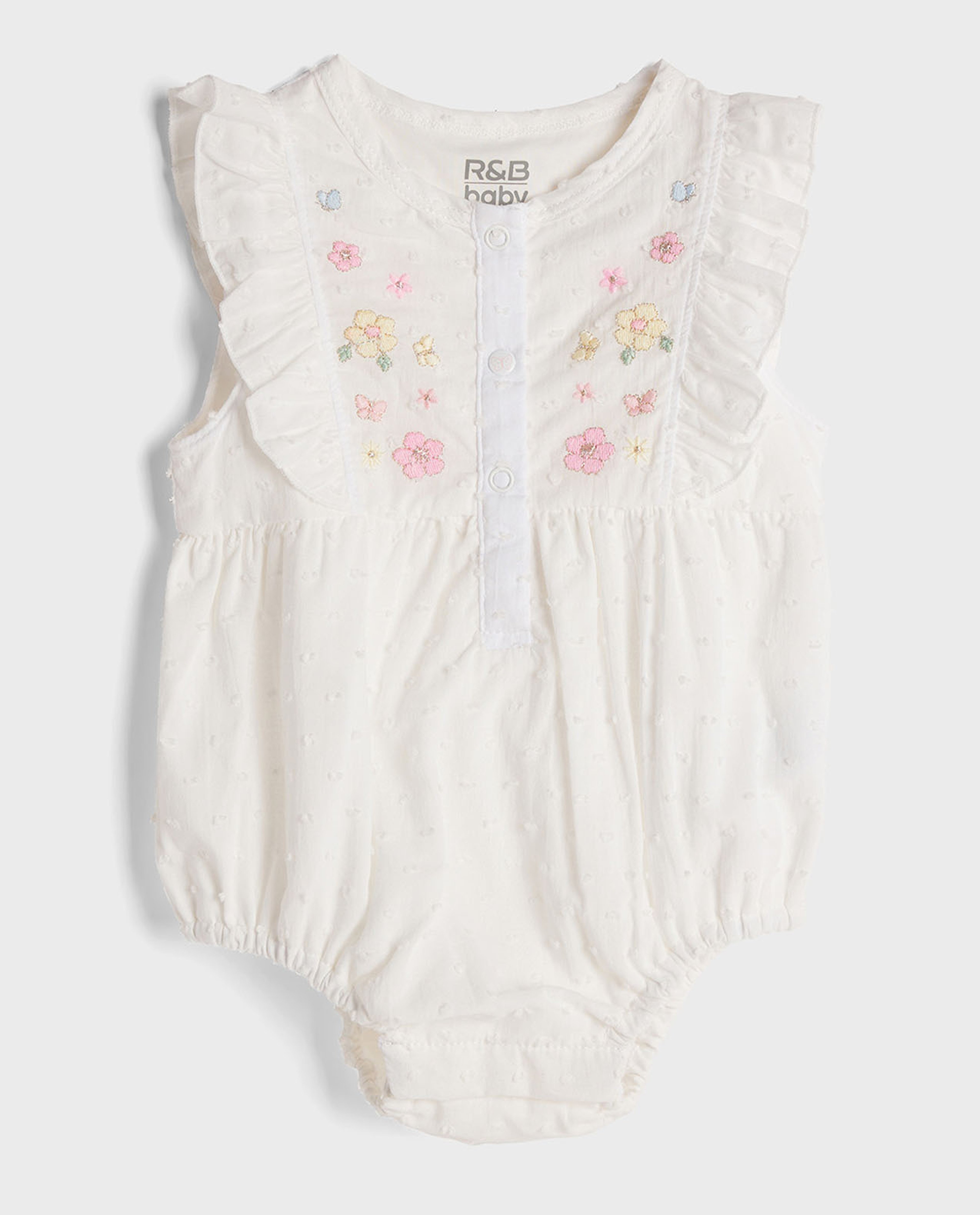 Embroidered Ruffled Bodysuit