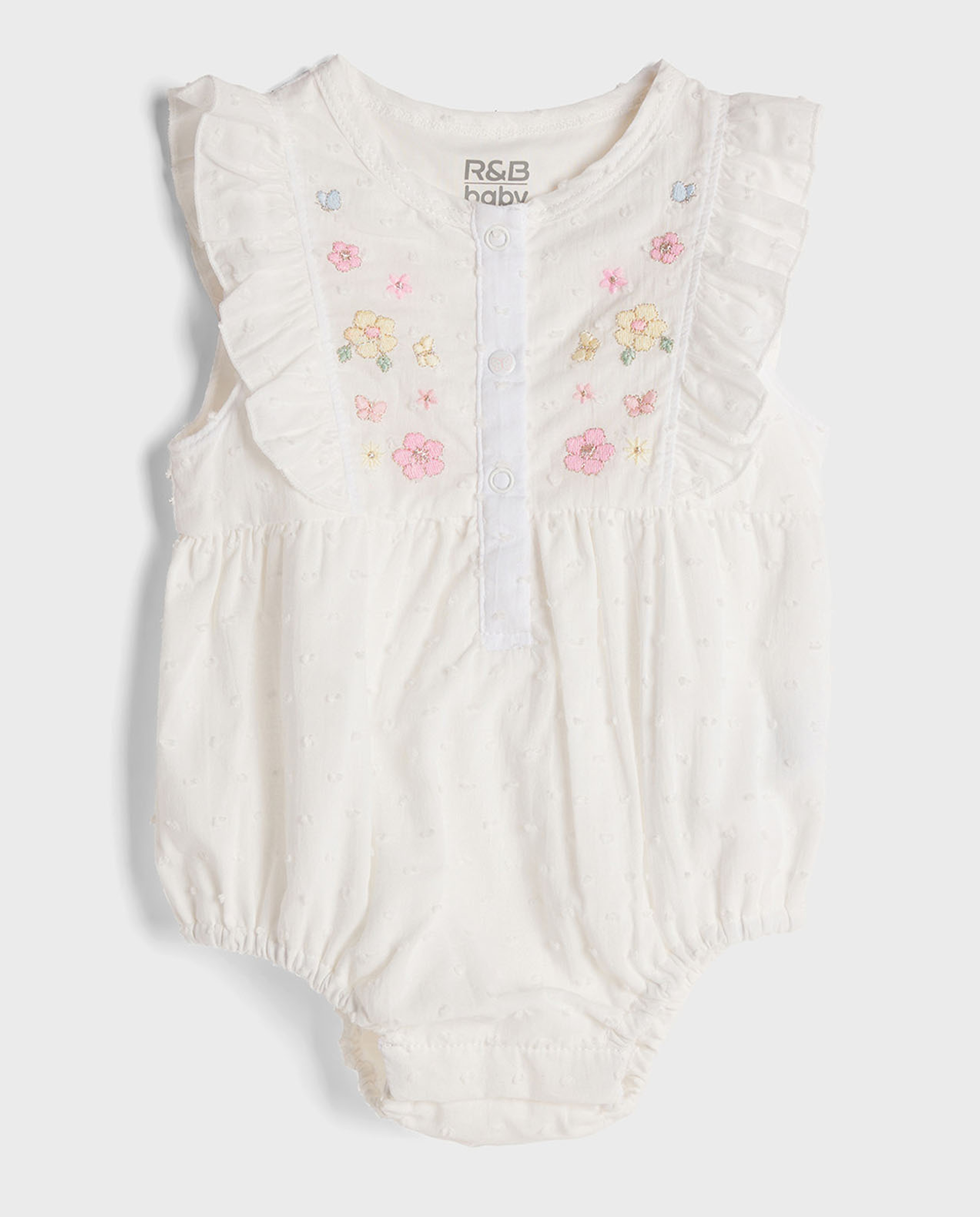 Embroidered Ruffled Bodysuit