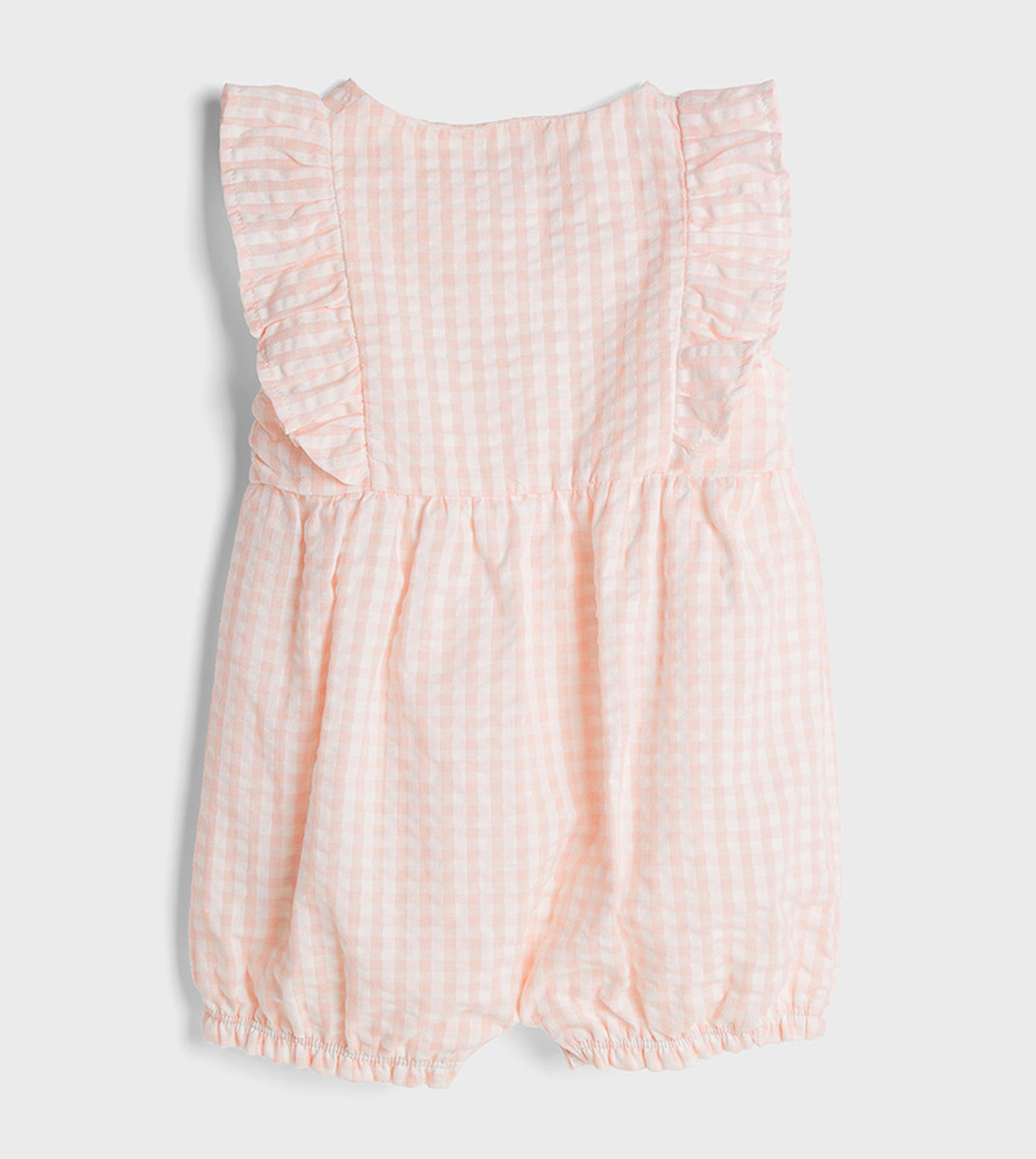 Embroidered Rompers with Crew Neck and Ruffled Sleeves