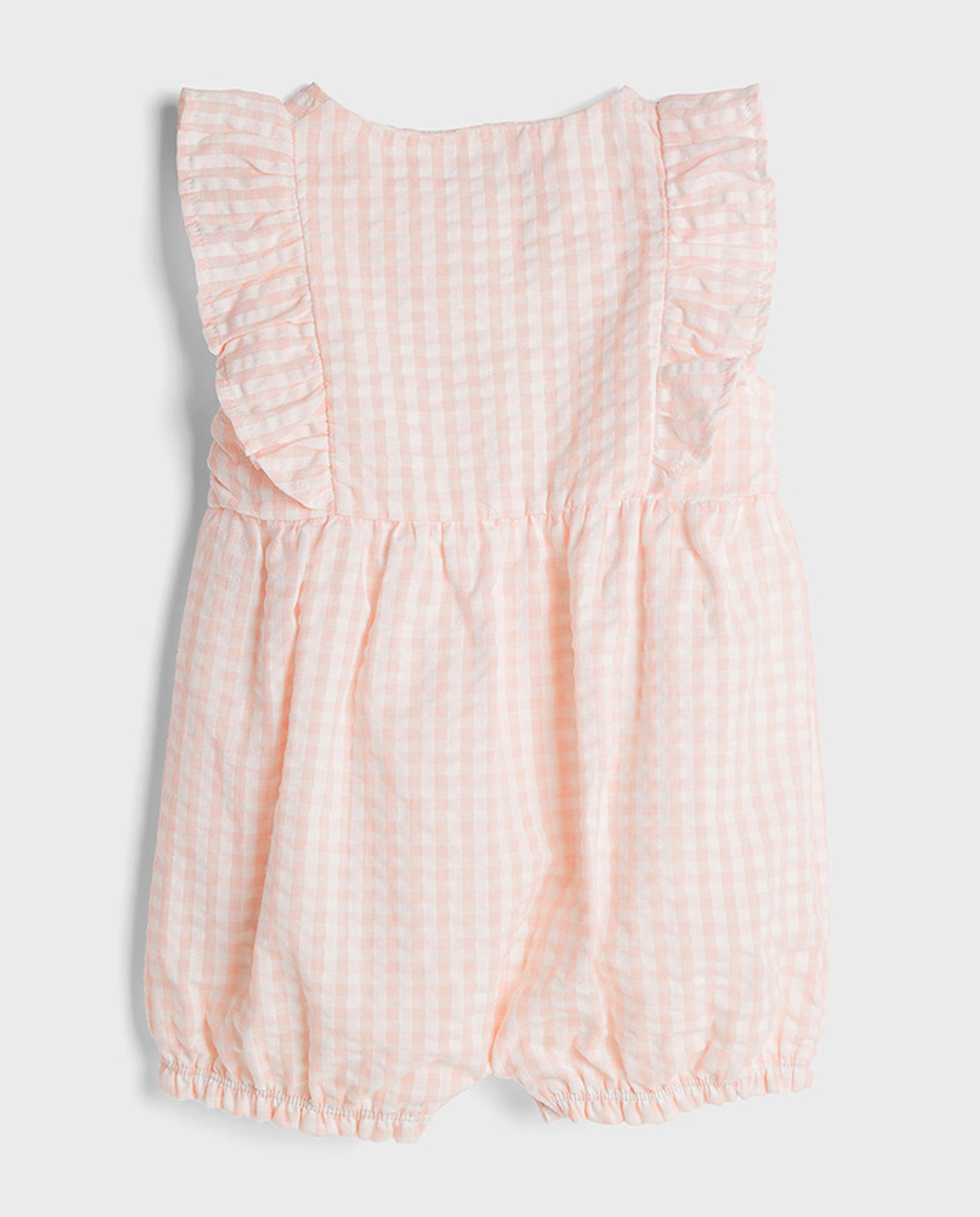 Embroidered Rompers with Crew Neck and Ruffled Sleeves