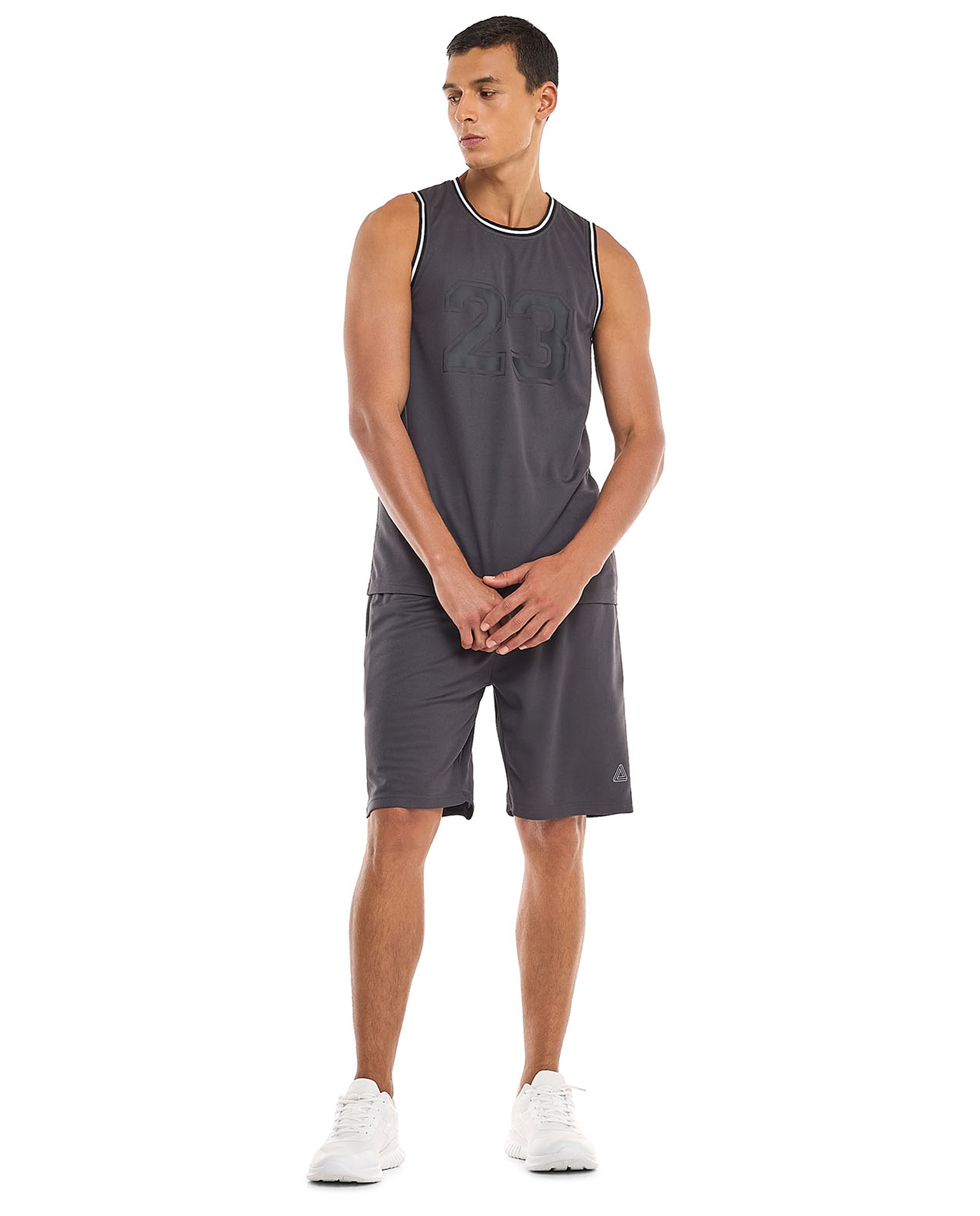 Printed Active Tank Top with Crew Neck