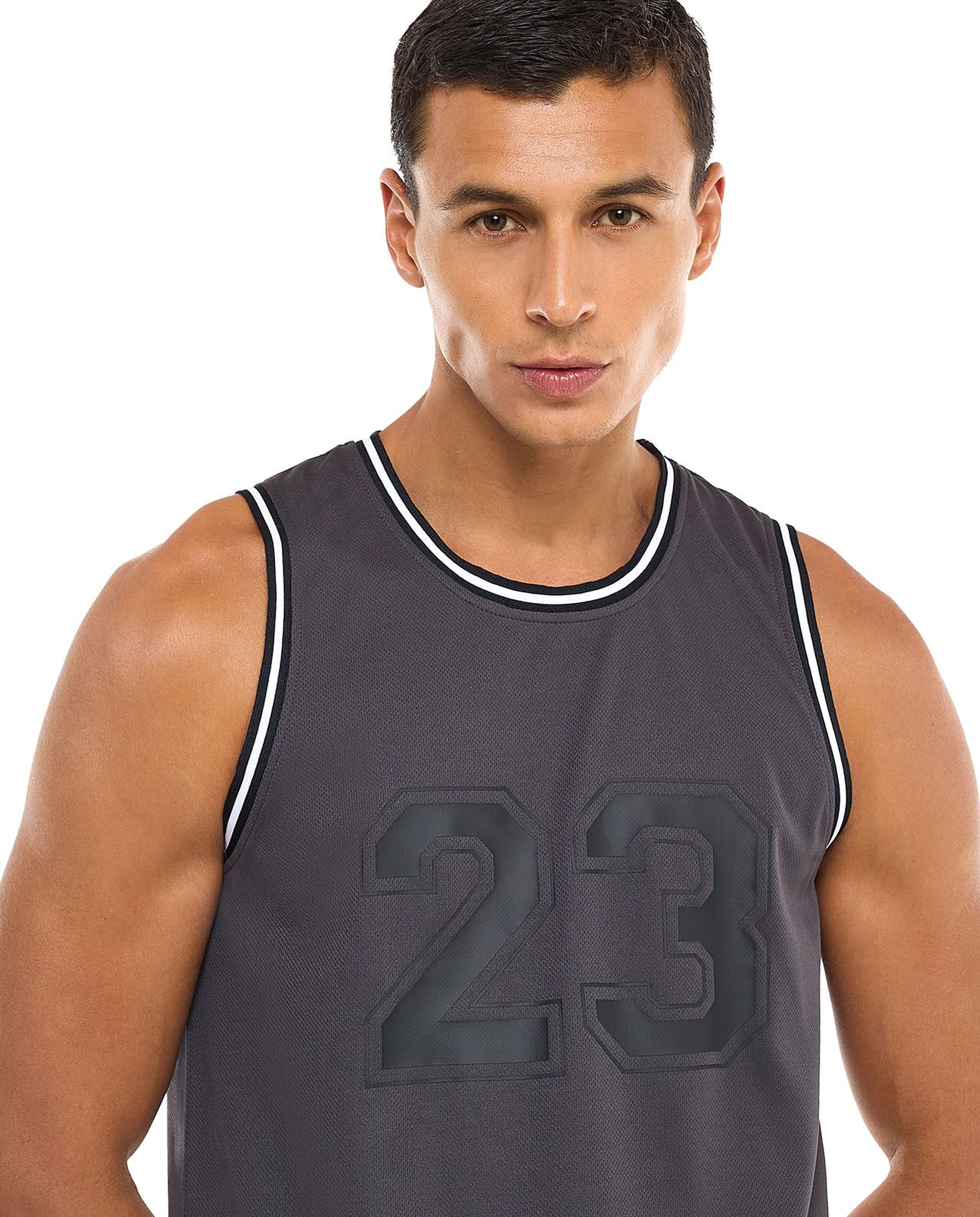 Printed Active Tank Top with Crew Neck