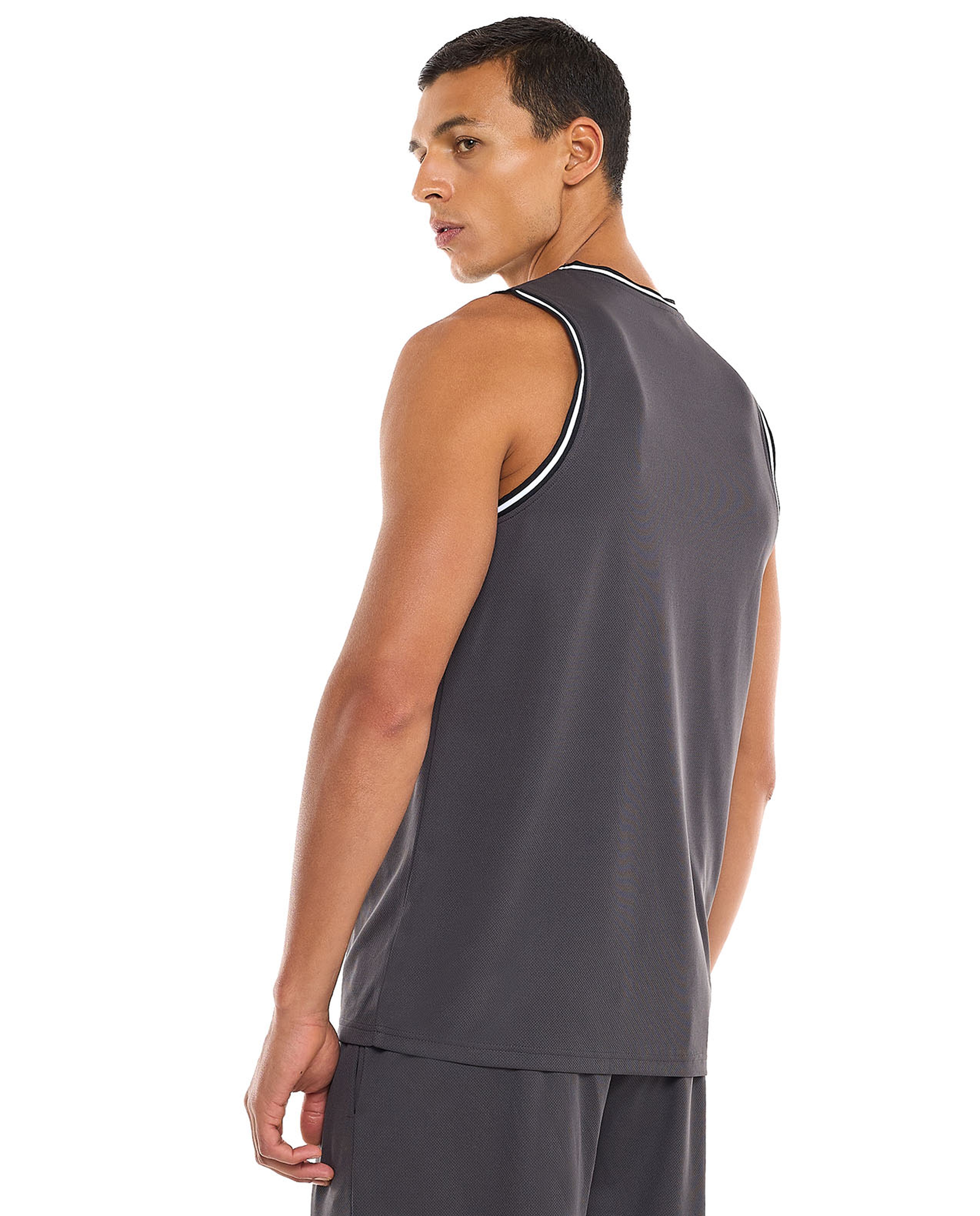 Printed Active Tank Top with Crew Neck