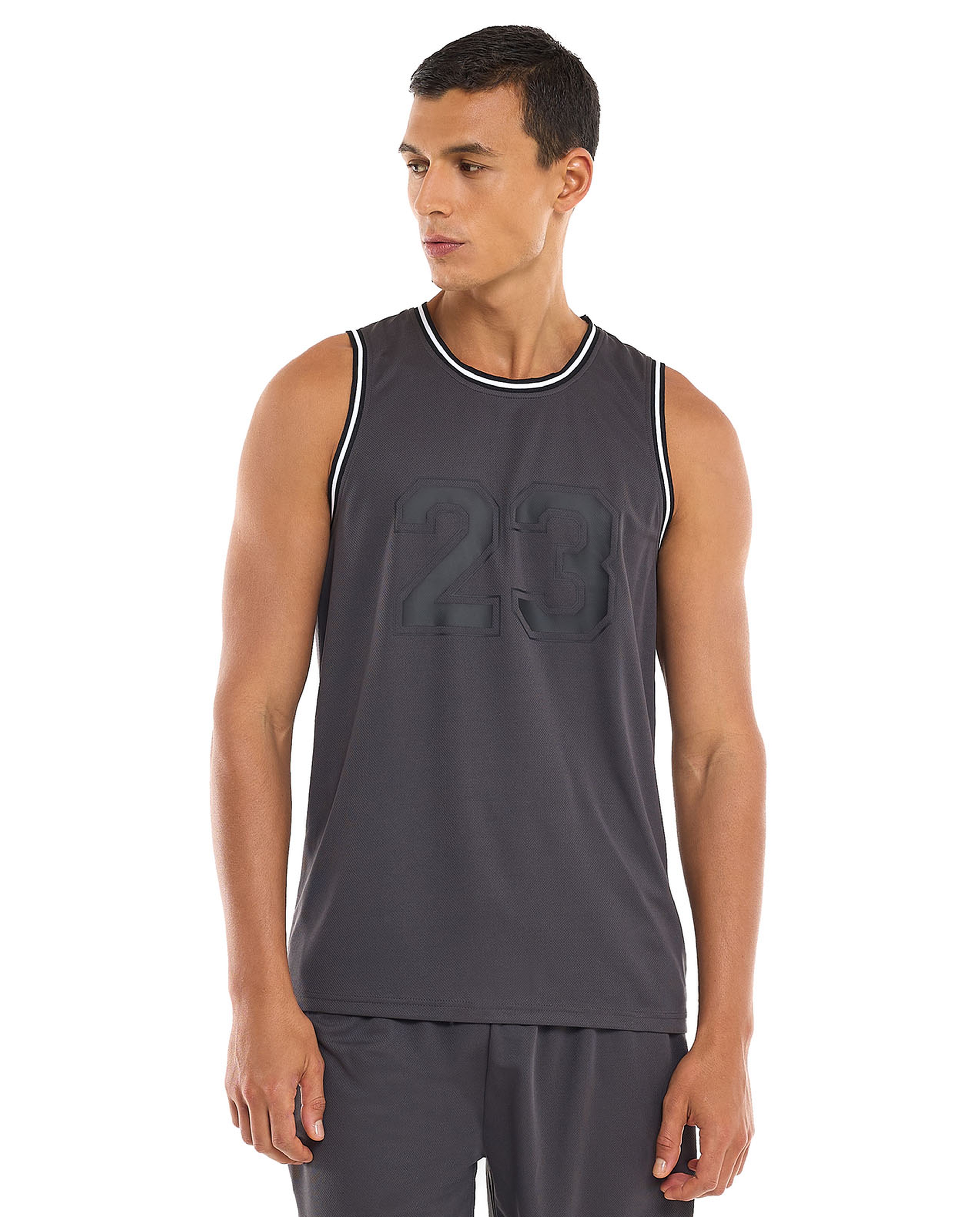 Printed Active Tank Top with Crew Neck