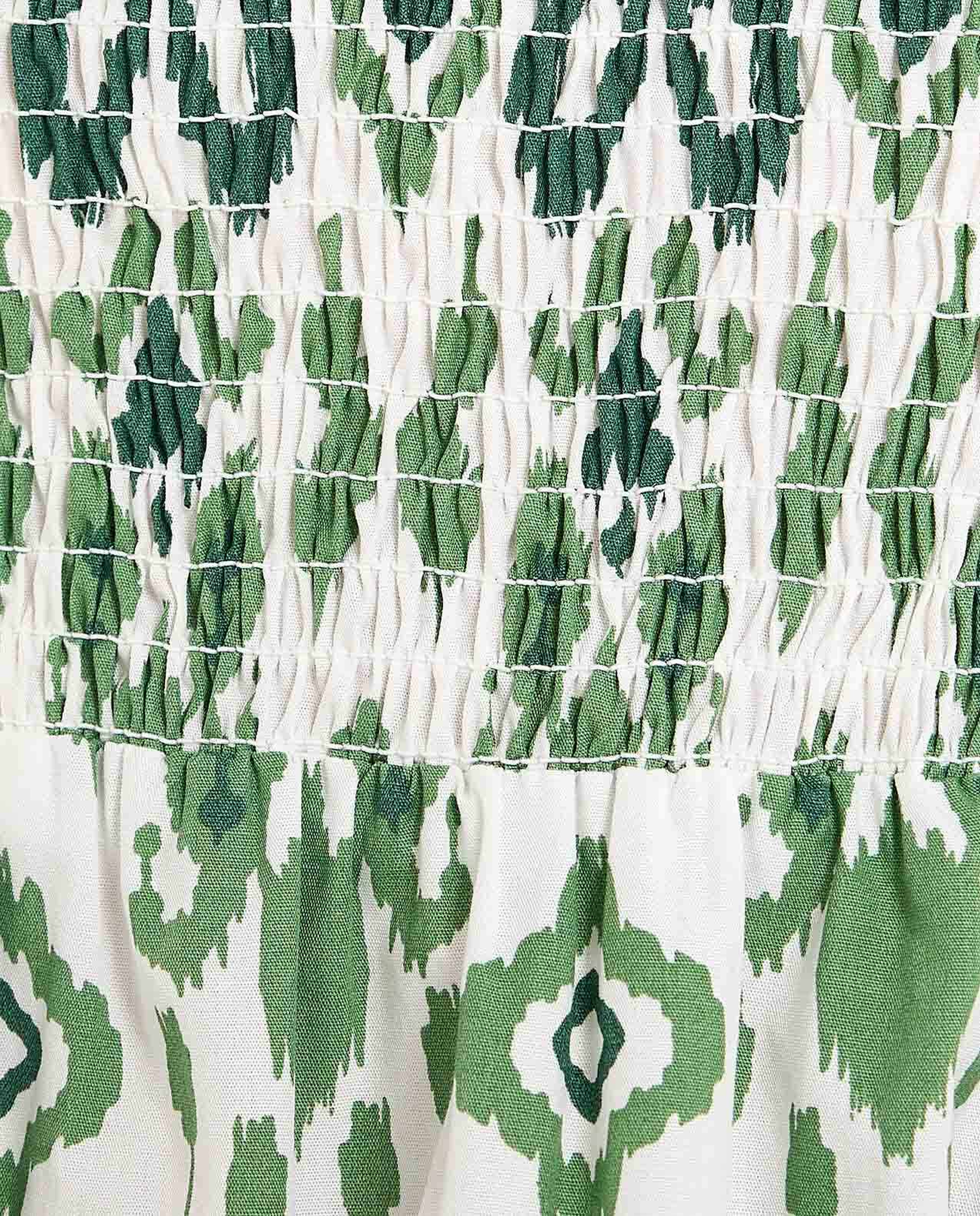 Printed Midi Dress with Square Neck and Puff Sleeves