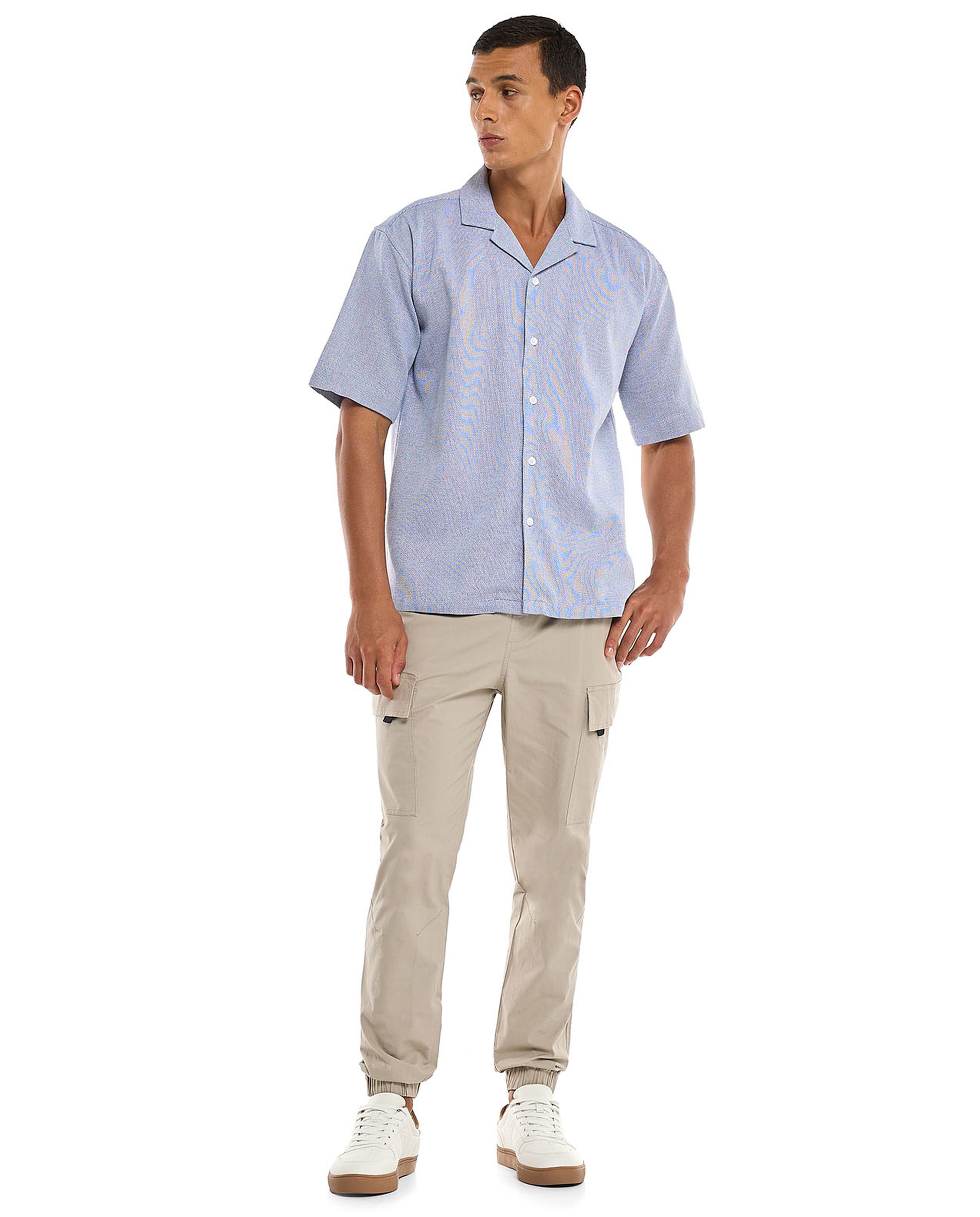 Solid Cargo Jogger Pants with Drawstring Closure