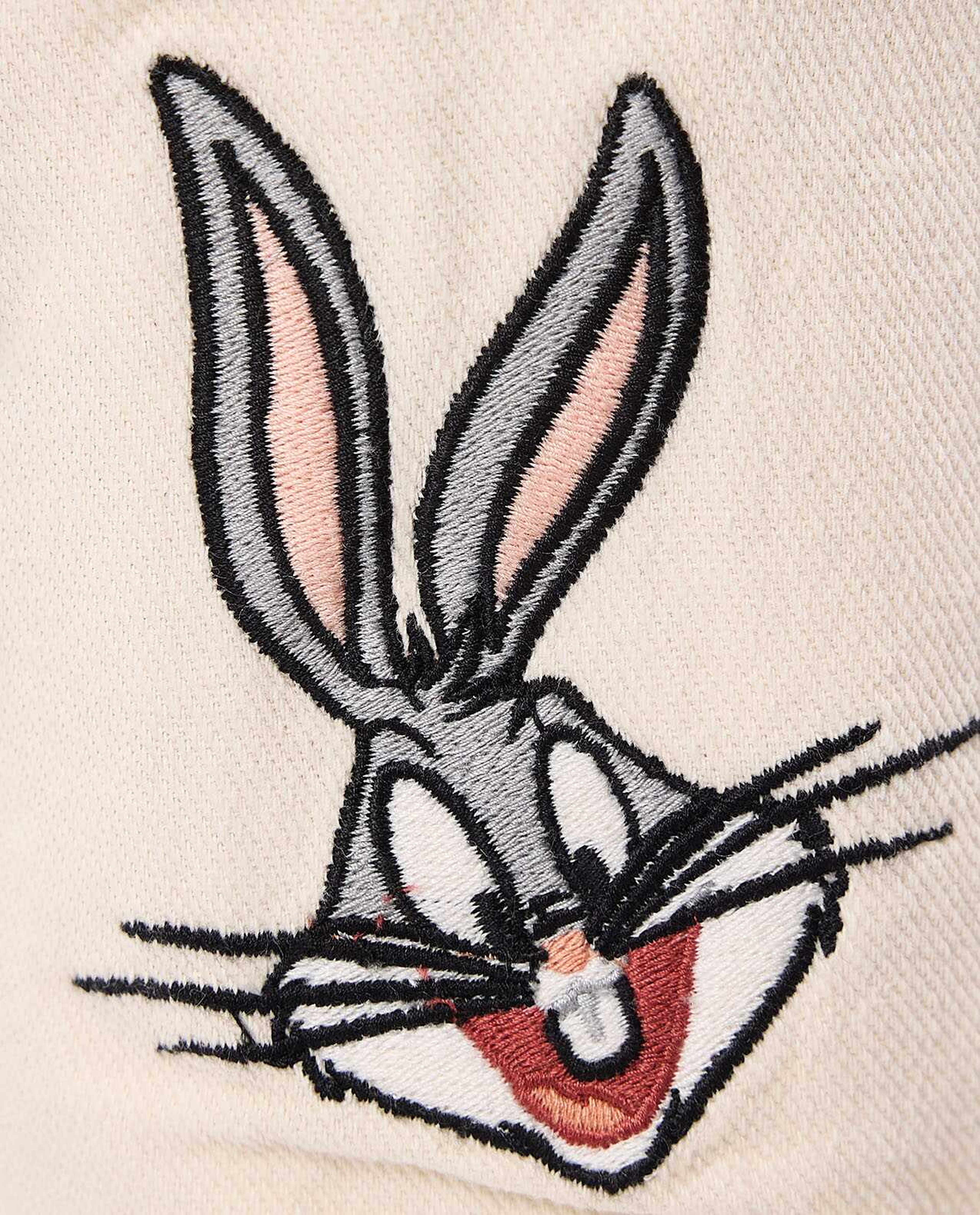 Bugs Bunny Embroidered Denim Shorts with Button Closure