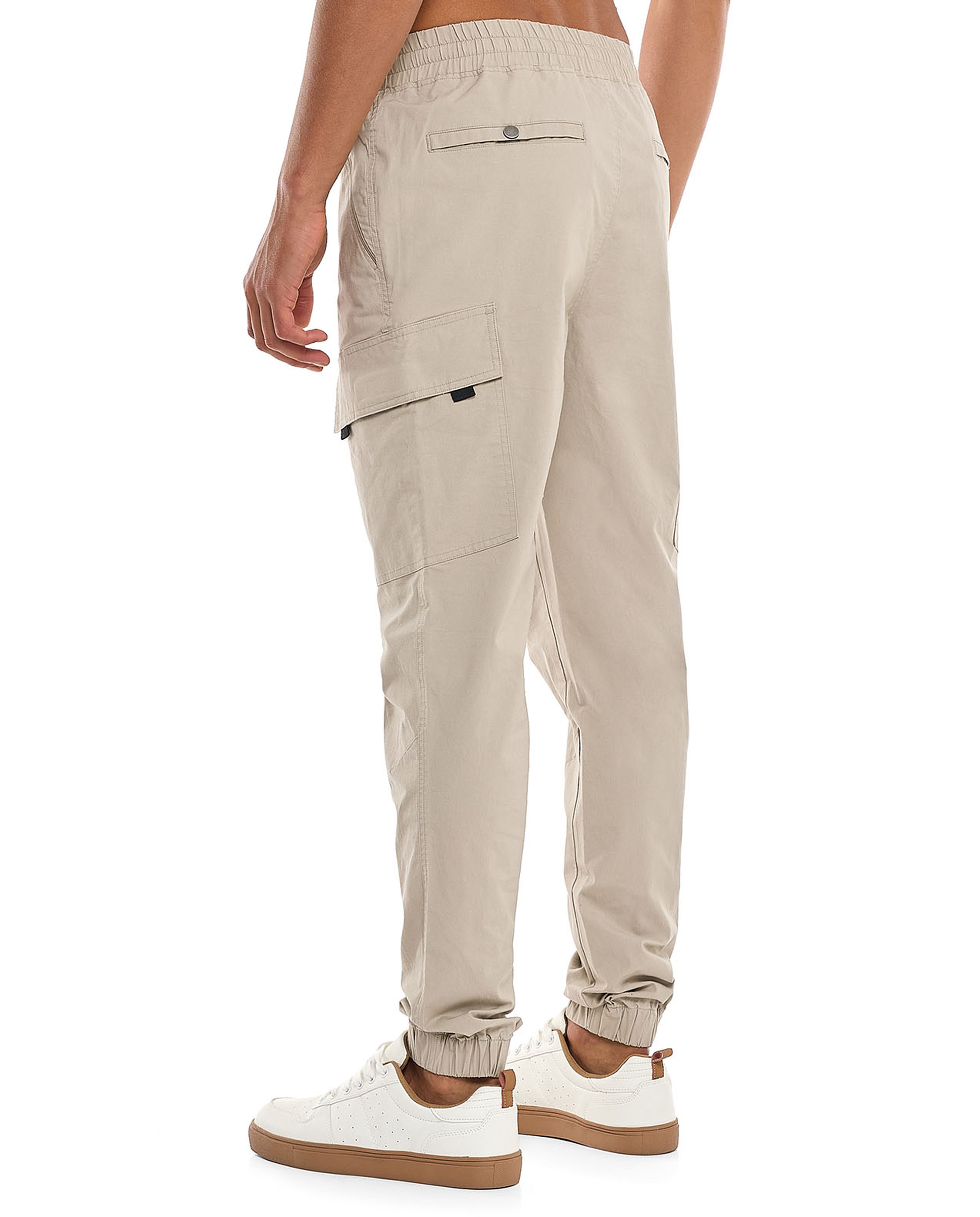 Solid Cargo Jogger Pants with Drawstring Closure