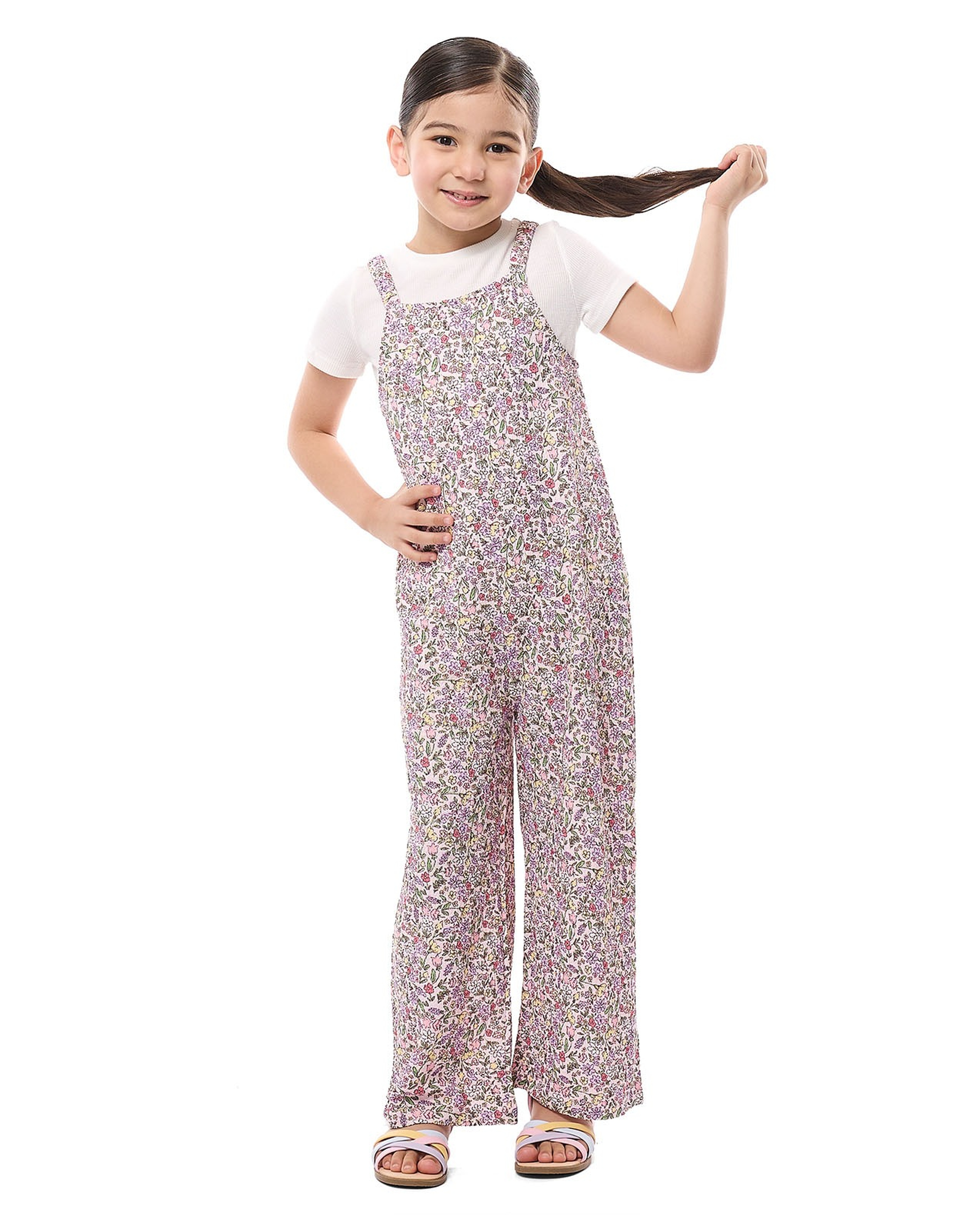 Floral Printed Knit Dungarees