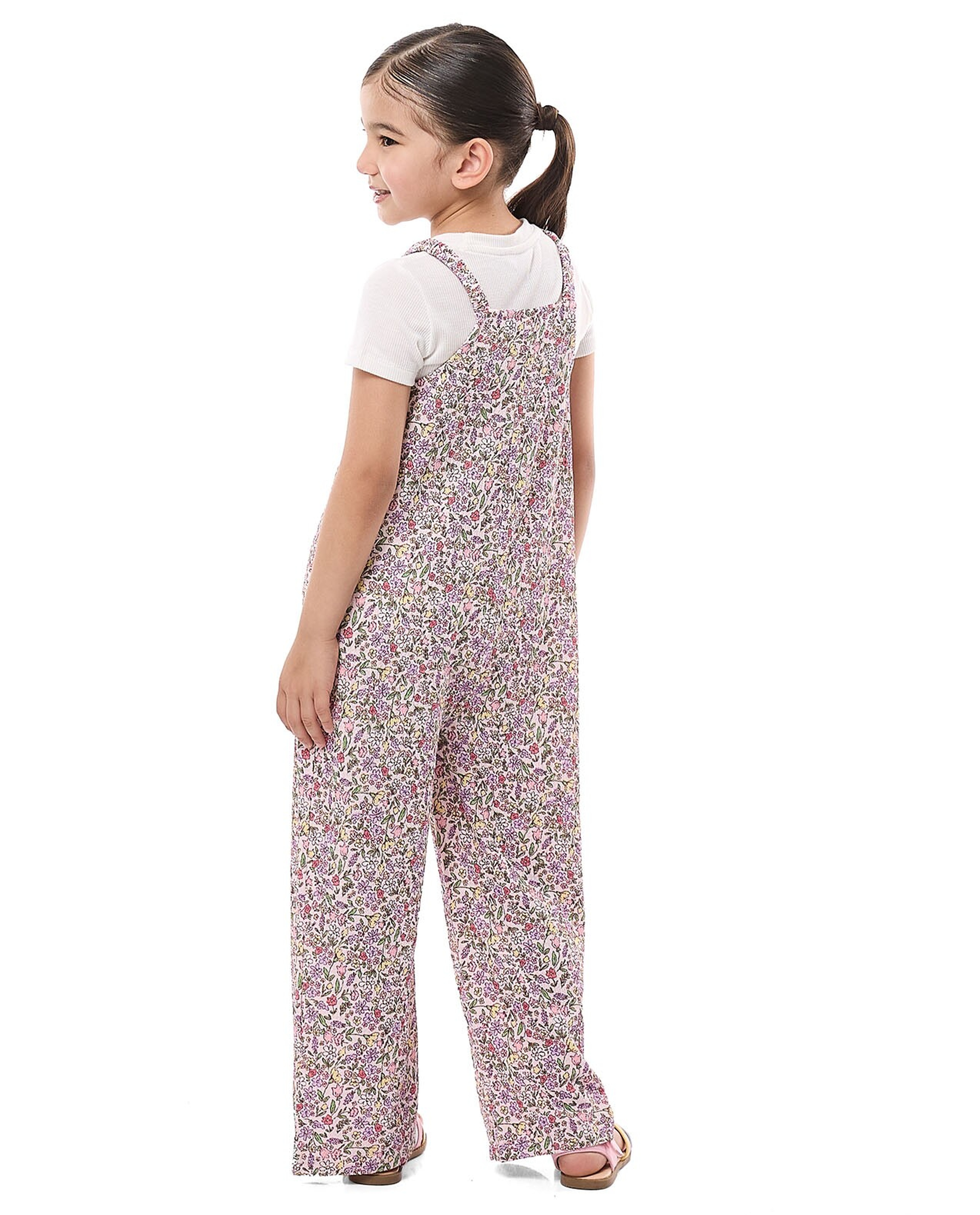 Floral Printed Knit Dungarees