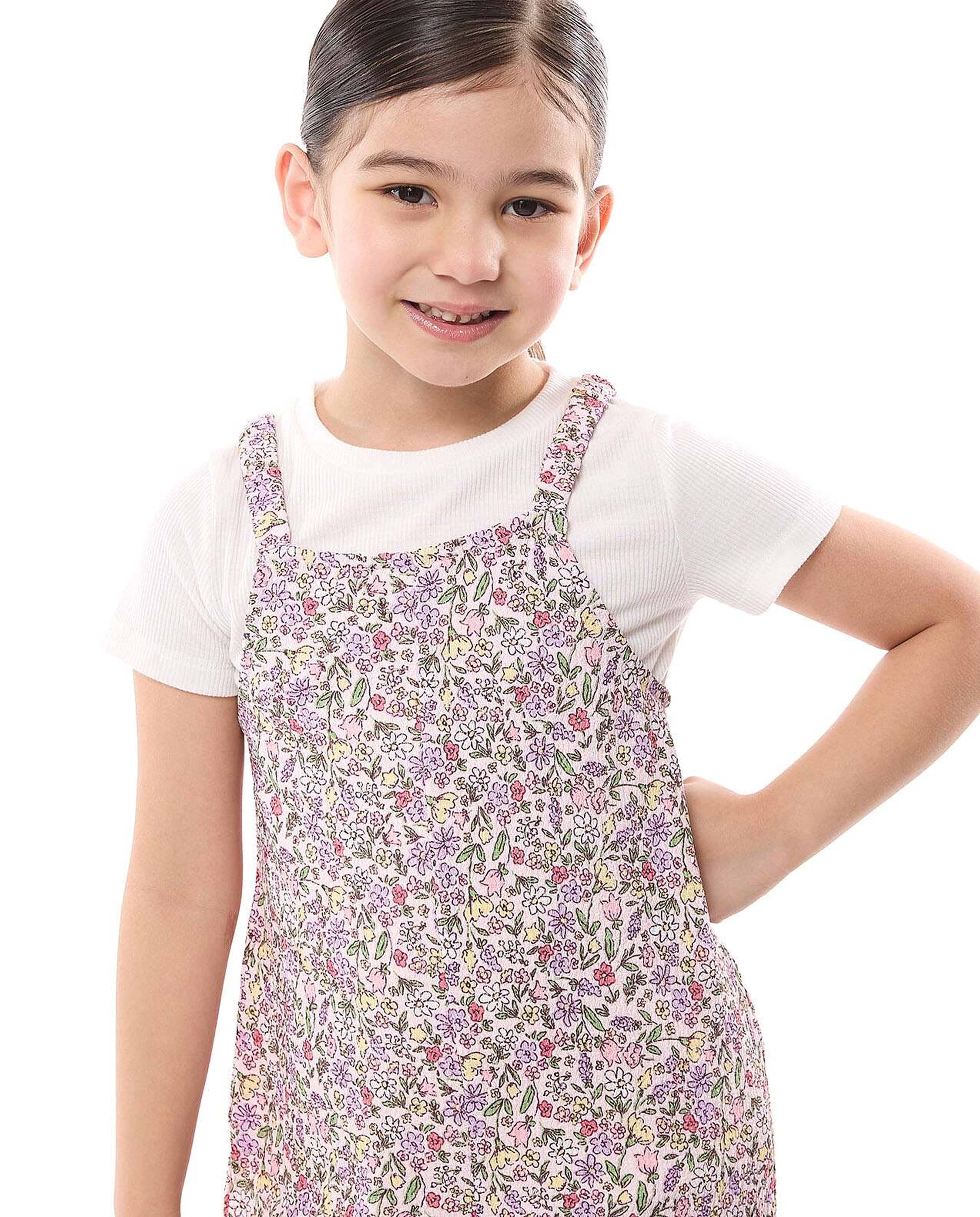 Floral Printed Knit Dungarees